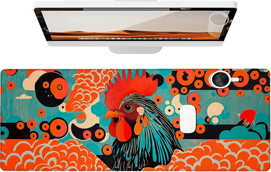 Art Rooster Gaming Mouse Pad, Large Office Desk Mat, Anti-Slip Rubber Base Mousepad for Computer Laptop Keyboard, Smooth Desk Pad for Home Office Gamer Work Accessories 31.5" x 11.8"