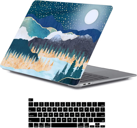 LanBaiLan Compatible for MacBook Pro 13 inch with Touch Bar 2022 2020 2019 2018 2017 2016 Release M1 M2 A2338 A2289 A2251 A2159 A1989 A1706 A1708, Laptop Hardshell Case and Keyboard Cover, Art Scenery