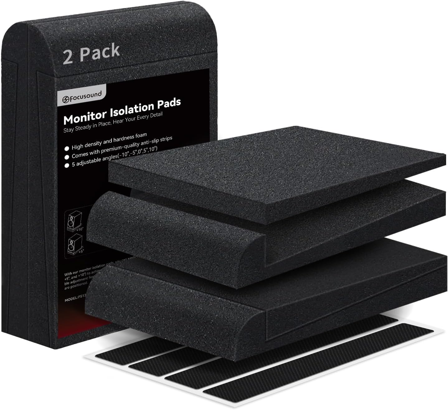 Focusound Studio Monitor Isolation Pads for 3-4.5 Inches Monitors, 2 Pack High Density Acoustic Speaker Isolation Pads Foam