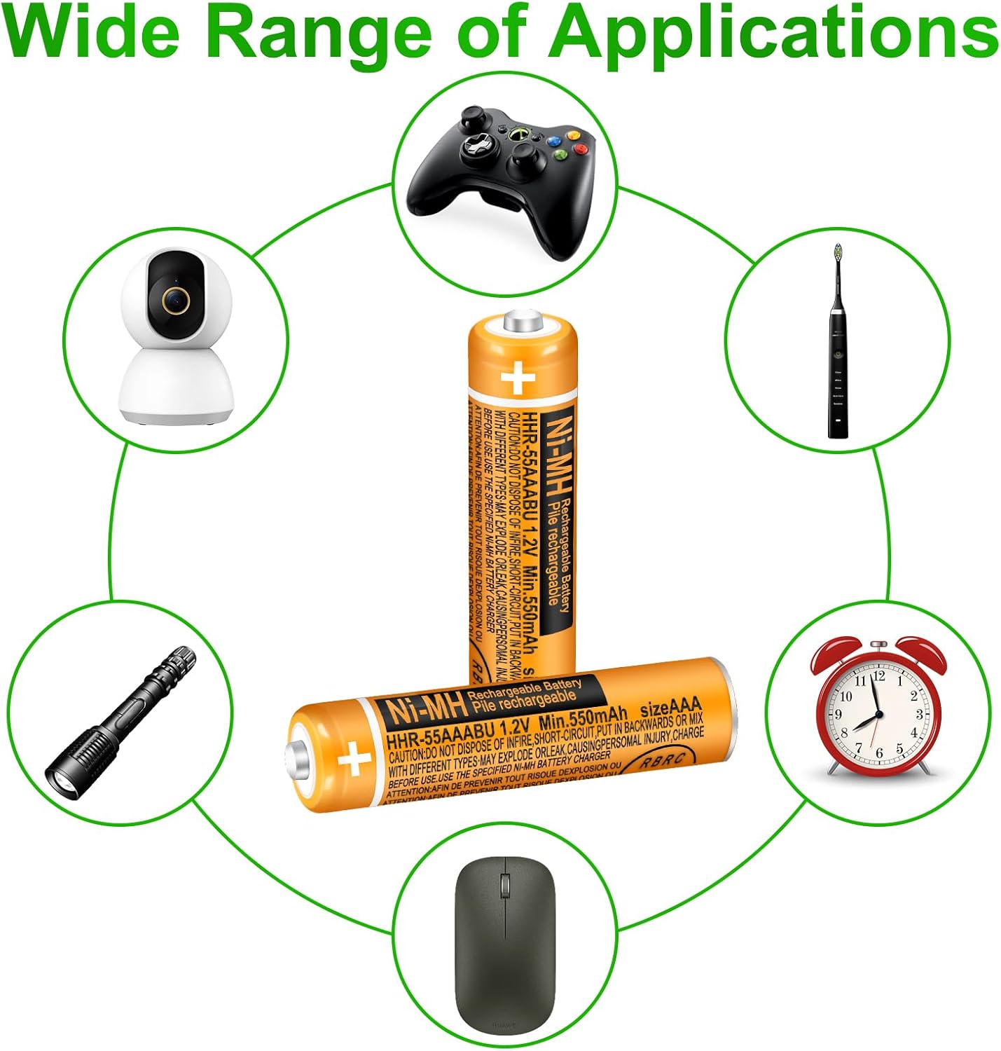 6 Pack HHR-55AAABU NI-MH Rechargeable Battery 550mAh AAA 1.2V Batteries for Panasonic Cordless Phones