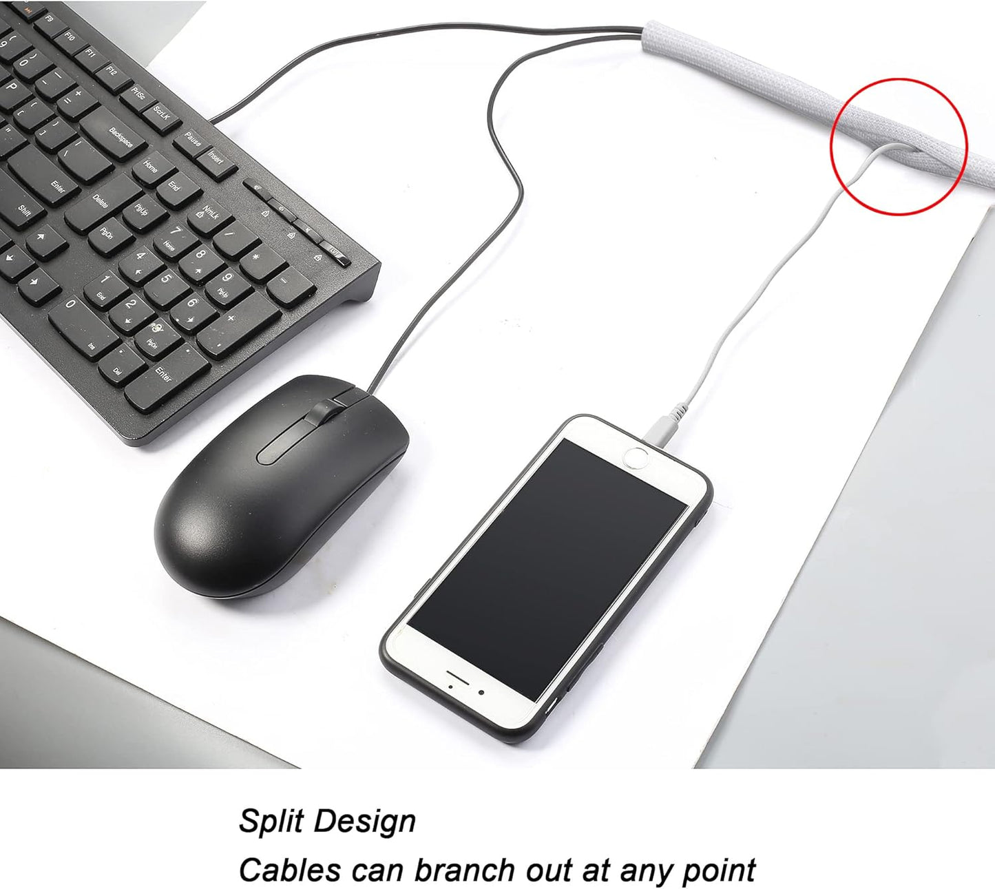 CrocSee 10ft - 3/4 inch Braided Cable Management Sleeve Cord Protector - Self-Wrapping Split Wire Loom for TV/Computer/Home Theater/Engine Bay - White