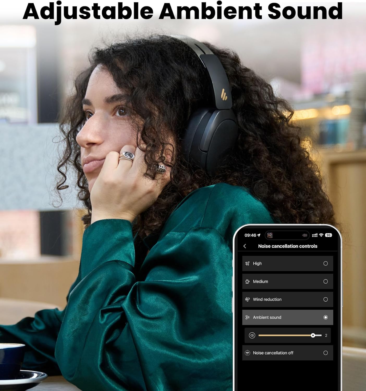 Edifier W80 Over Ear Headphones with -49dB Active Noise Cancelling, LDAC Hi-Res Wired & Wireless, AI Clear Call, Fast Charging, Multipoint Connection, Bluetooth V5.4 - Black