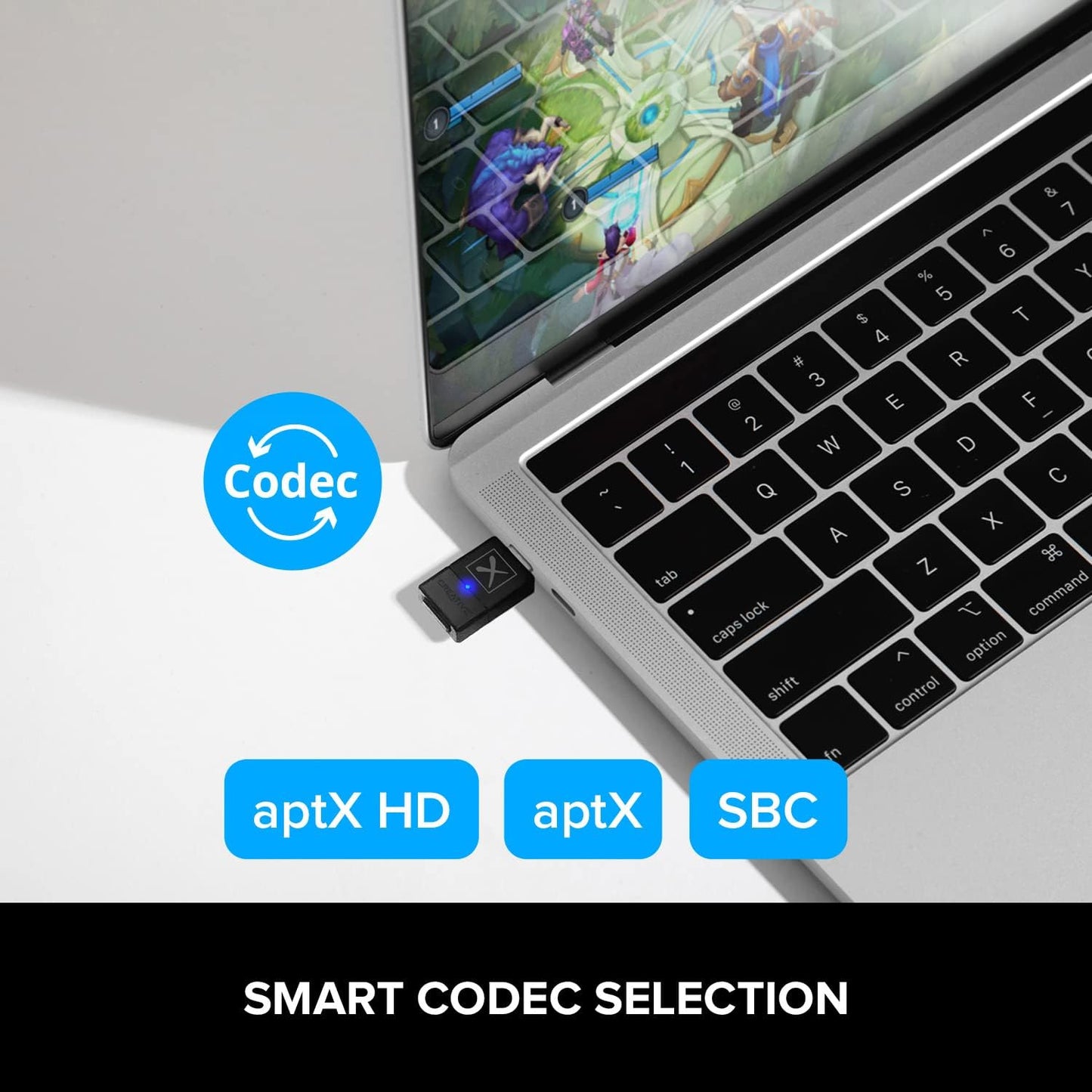 Creative BT-W3X Smart Bluetooth 5.3 Audio Transmitter with aptX HD, High-Definition 24-bit / 48 kHz Audio, Device-Switching Function, Works with PC/Mac/Gaming Consoles