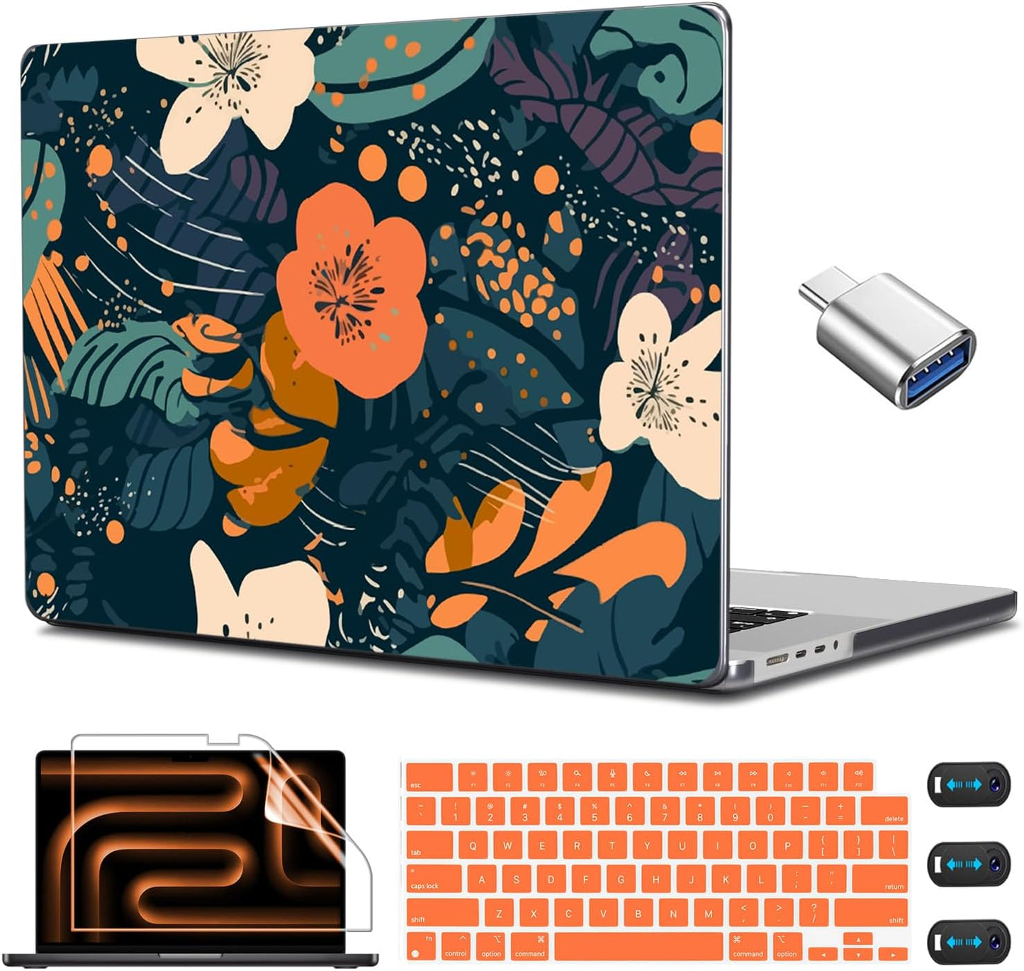CISSOOK Compatible with MacBook Pro 14 inch Case 2024 2023 2022 2021 Release M4 A3112 A3185 A3401 M3 A2992 A2918 M2 A2779 M1 A2442 Pro Max Chip, Pro 14-inch Plastic Hard Shell Case, Little Flower