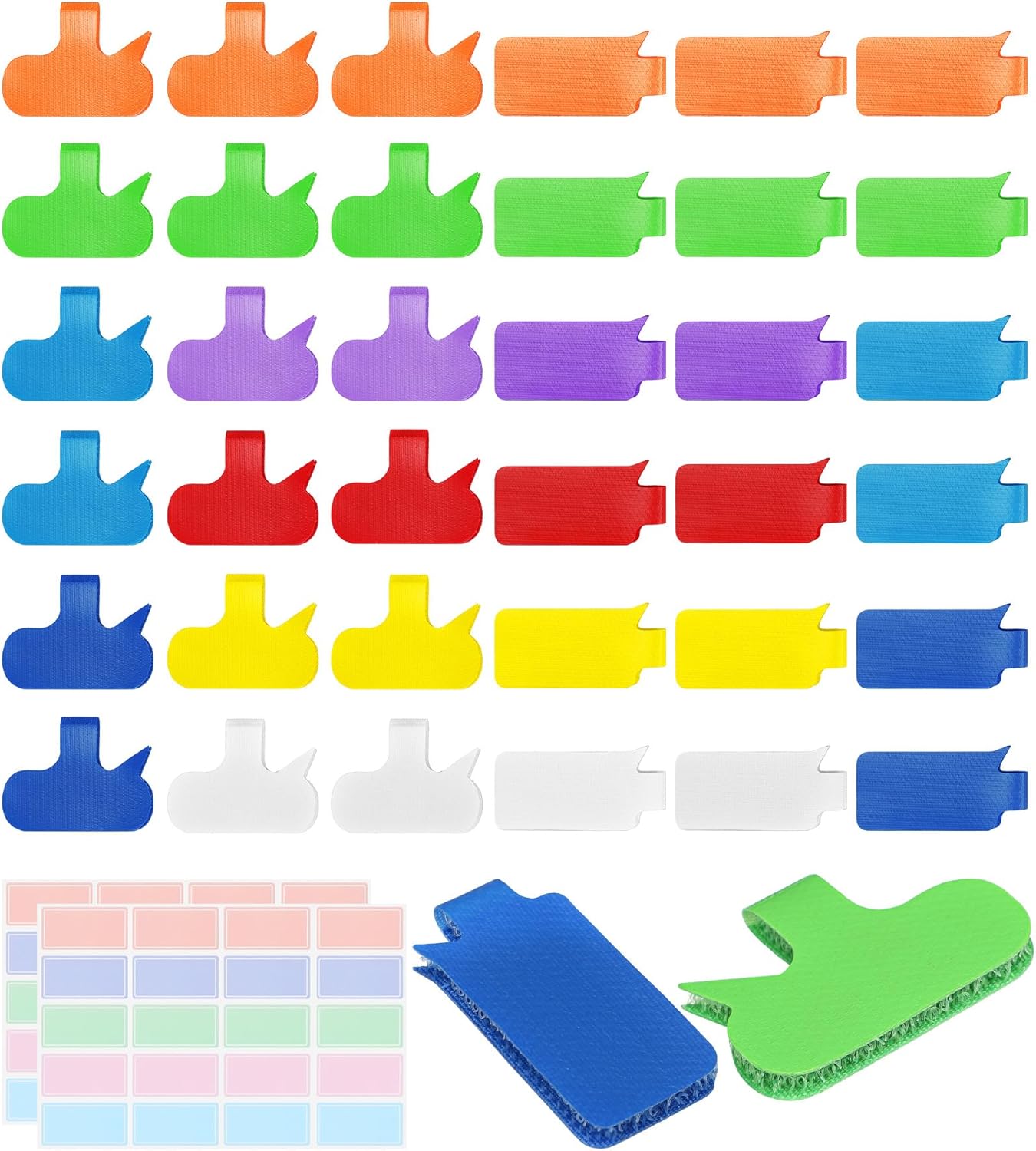 36Pcs Large Cable Labels - 8 Colors Reusable Write-On Wire Tags, Wire Identification Labels for Electronics, with 40Pcs Label Stickers, Cable Management for Home/Office, Rectangle & Oval