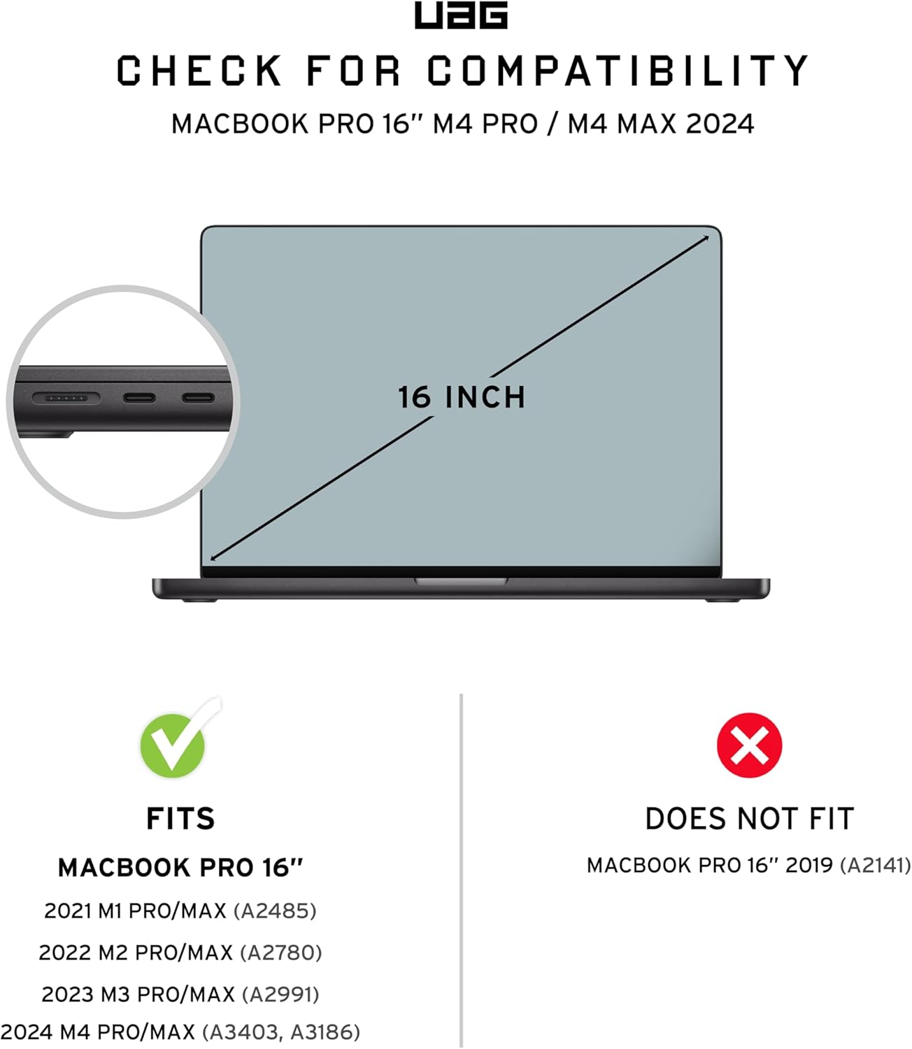 URBAN ARMOR GEAR UAG Designed for MacBook Pro 16 inch Case 2023-2024 M4 M3 Max/Pro (A2991 A3403 A3186) Rugged Lightwieght Touch ID Military Grade Dropproof Plyo Laptop Cover, Translucent Clear Ice