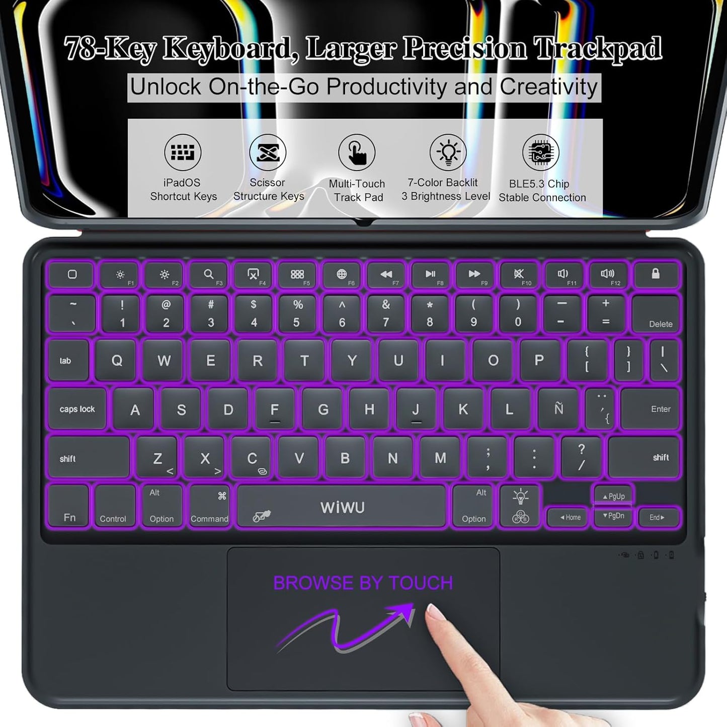 iPad Pro 13 inch Case with Keyboard (M4 2024), Flex Magnetic Detachable Backlit Keyboard for iPad Pro 13, Larger Multi-Trackpad, Landscape/Portrait, 160° Adjustable Stand, Slim Protective Case (Black)