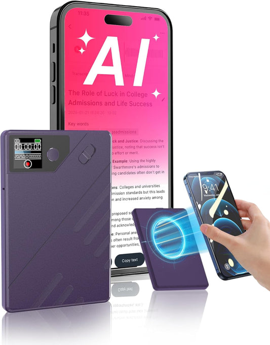 Ai Voice Recorder, Note Voice to Text Recorder W/Magnetic Case, App Control, Transcribe & Summarize with by Chatgpt, Support 112 Languages, 64GB Memory, Audio Recorder for Lectures, Meetings, Calls