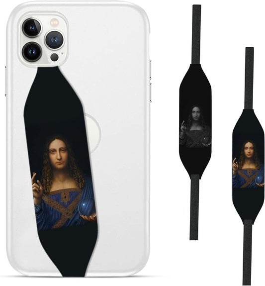 Customizable Universal Phone Grip Strap | Reversible Phone Hand Strap for Phone Cases as Phone Loop Holder| Secure handling by Comfortable Phone Strap - Salvator Mundi