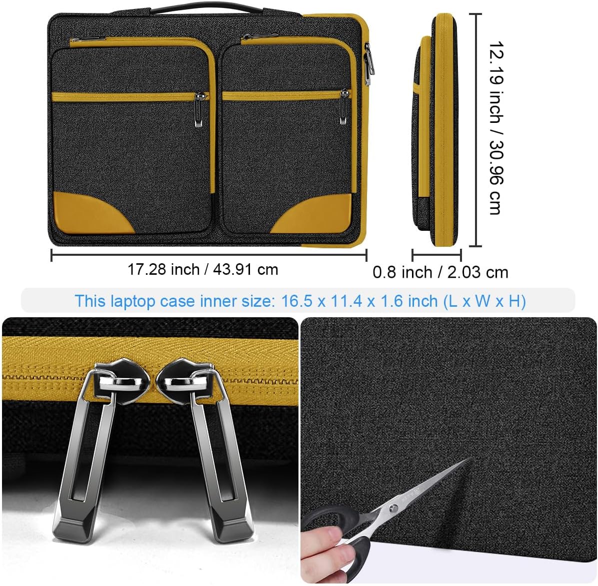 Hseok Ultra-Slim Laptop Case 17 17.3 inches Sleeve Protective PC Briefcase for Commuting and Business Trip，Yellow