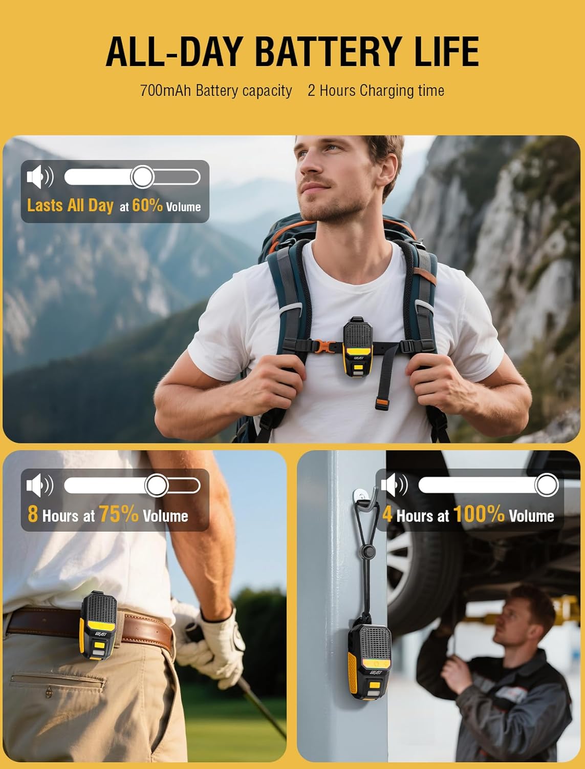 GBEAST Wearable Bluetooth Speaker, Clip-On Mini Portable Speakers All Day Playtime Waterproof Built-in Mic for Hands-Free Music/Calls Bluetooth Speaker with RGB/Flashlight for Jobsite/Outdoor/Golf