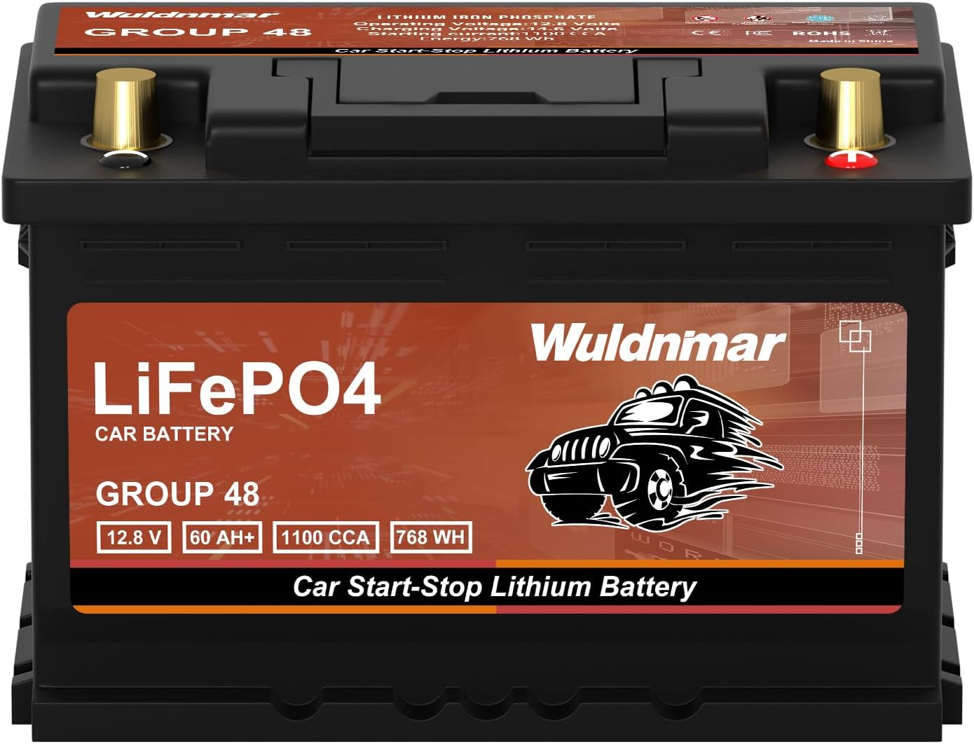 High Performance G48 12V 60AH Lithium Car Start-Stop Battery with 1100CCA and 60 Month Warranty