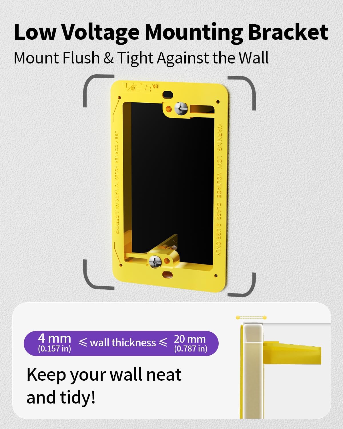 VCE Low Voltage Mounting Bracket Single Gang Wall Plate, Flush Low Voltage Box for Network, HDMI, Coaxial, Speaker, Telephone Cables, Yellow, 5 Pack