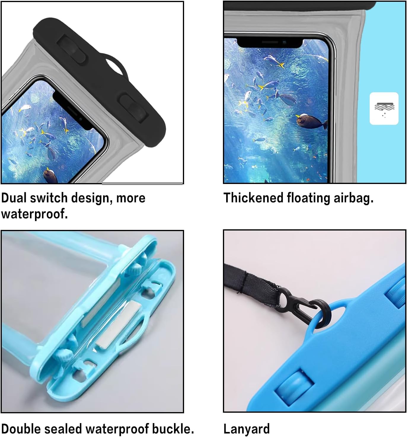 7 Pcs Waterproof Phone Pouch, Universal IPX8 Floating Waterproof Cell Phone Case Dry Bag, Compatible with Most Cell Phone on Market, Waterproof Phone Protector for Beach Swimming