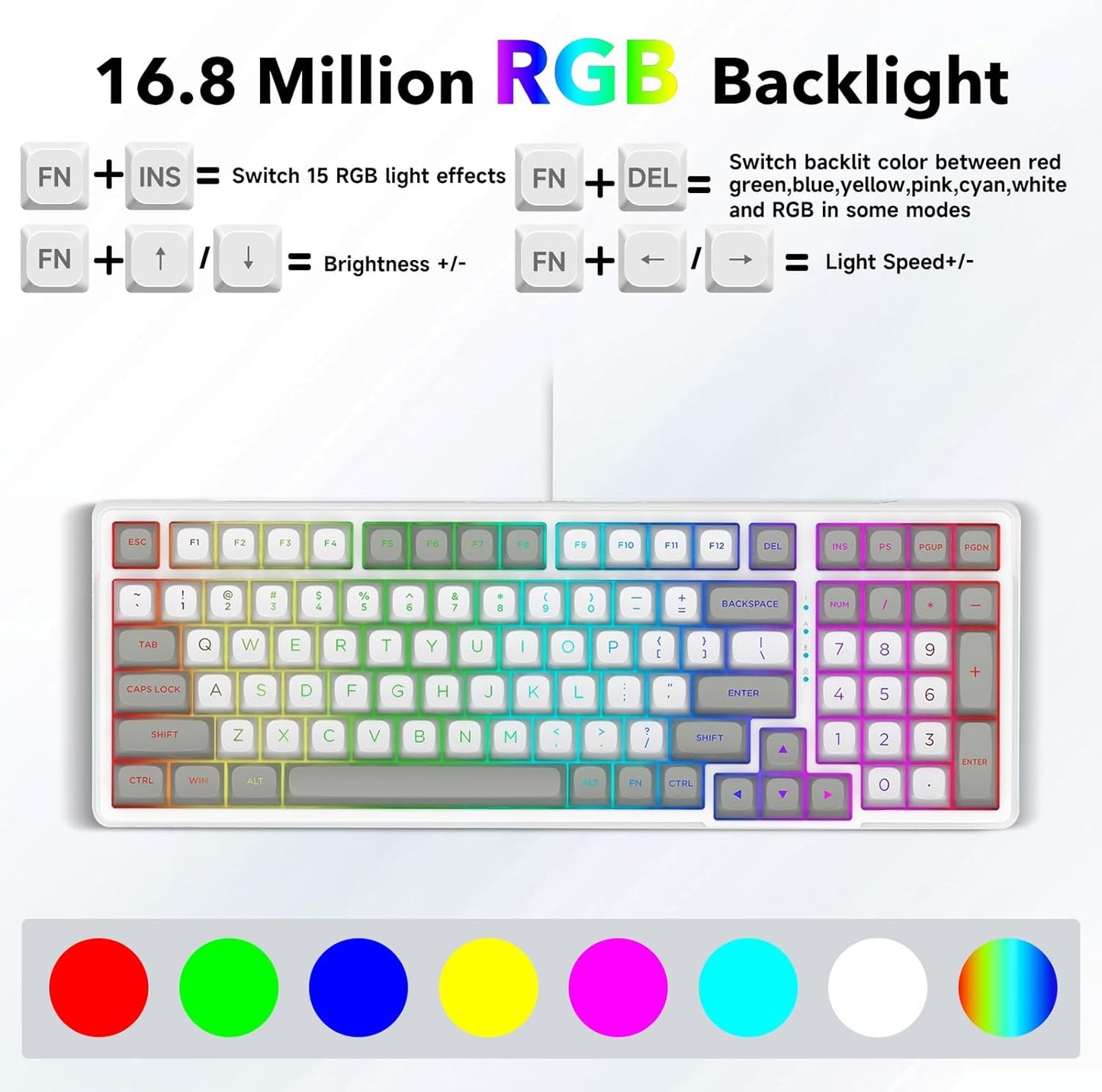 HUO JI Z-99 Wired Mechanical Keyboard, Creamy Sound, Hot Swappable Pre-lubed Linear Switches, Gasket Structure with Sound Dampening Foam, RGB Backlit, 99 Keys Custom Gaming Keyboard for PC/Mac,Gray