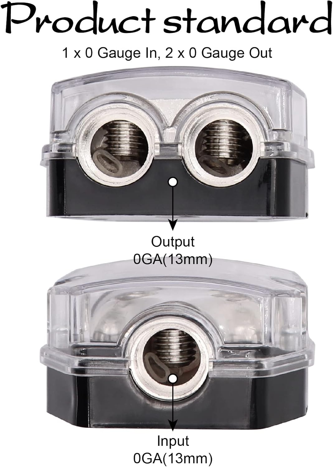 2 Way Power Distribution Block 1x 0 GA in 2X 0 GA Out Circuit Protector Distribution Connecting Blocks for Car Audio Splitter,2Pcs