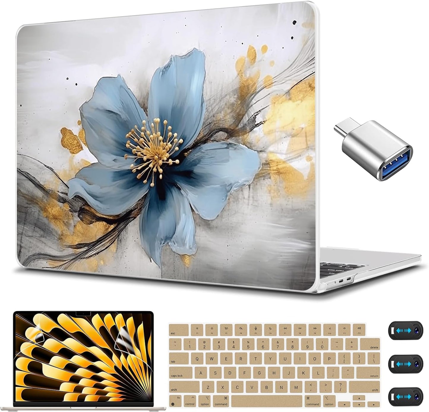 CISSOOK for MacBook Pro 14 Inch Case 2024 2023 2022 2021 M4/M3/M2/M1 Pro/Max Chip A3401 A3112 A3185 A2918 A2992 A2779 A2442 Model, Plastic Cover for MacBook Pro 14'' with Touch ID, Retro Floral