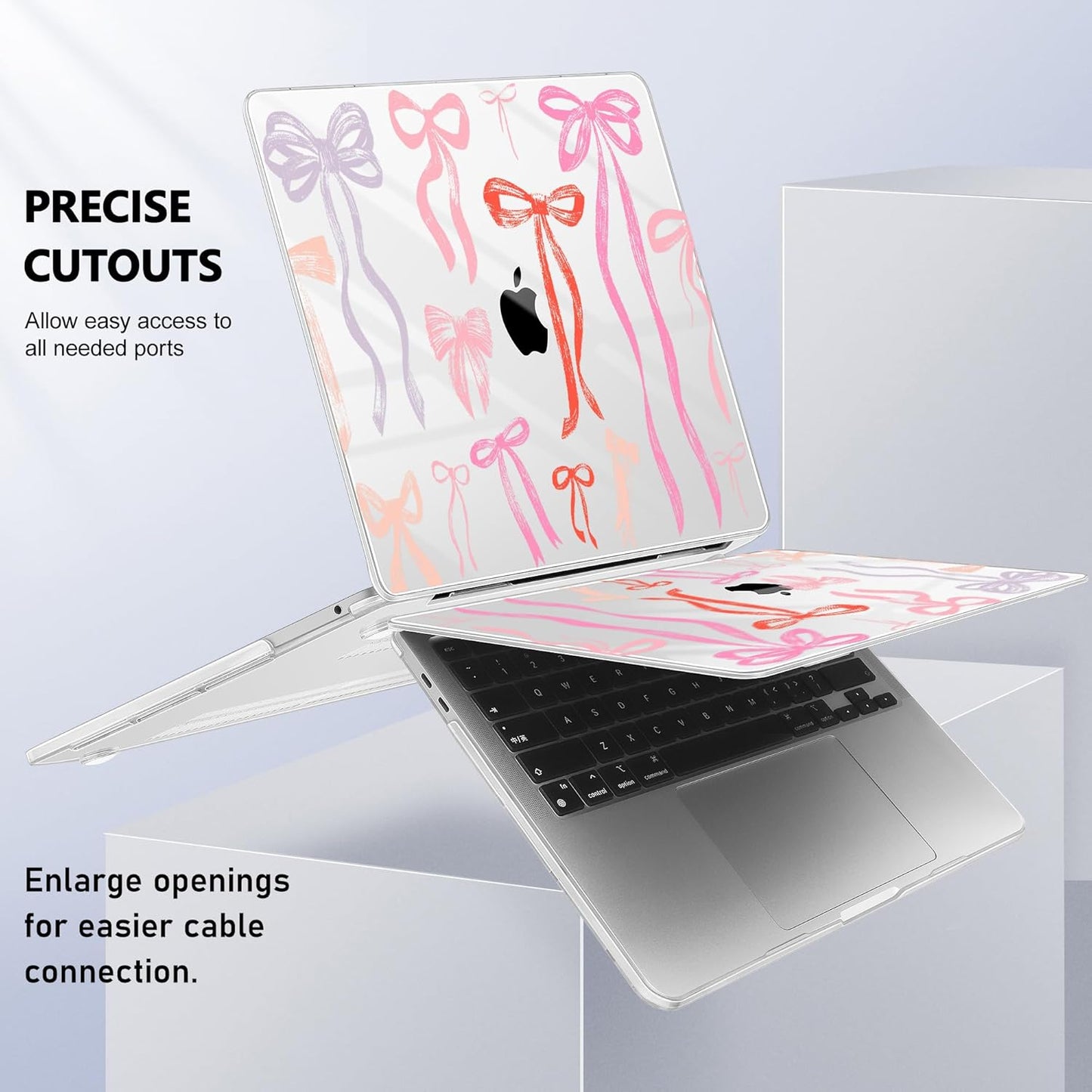 May Chen for MacBook Pro 13 inch Case 2022 2021 2020 Release A2338 M2 M1 A2289 A2251, Plastic Crystal Hard Shell Case Cover for MacBook Pro 13 inch Touch Bar Fits Touch ID, Bows Girly