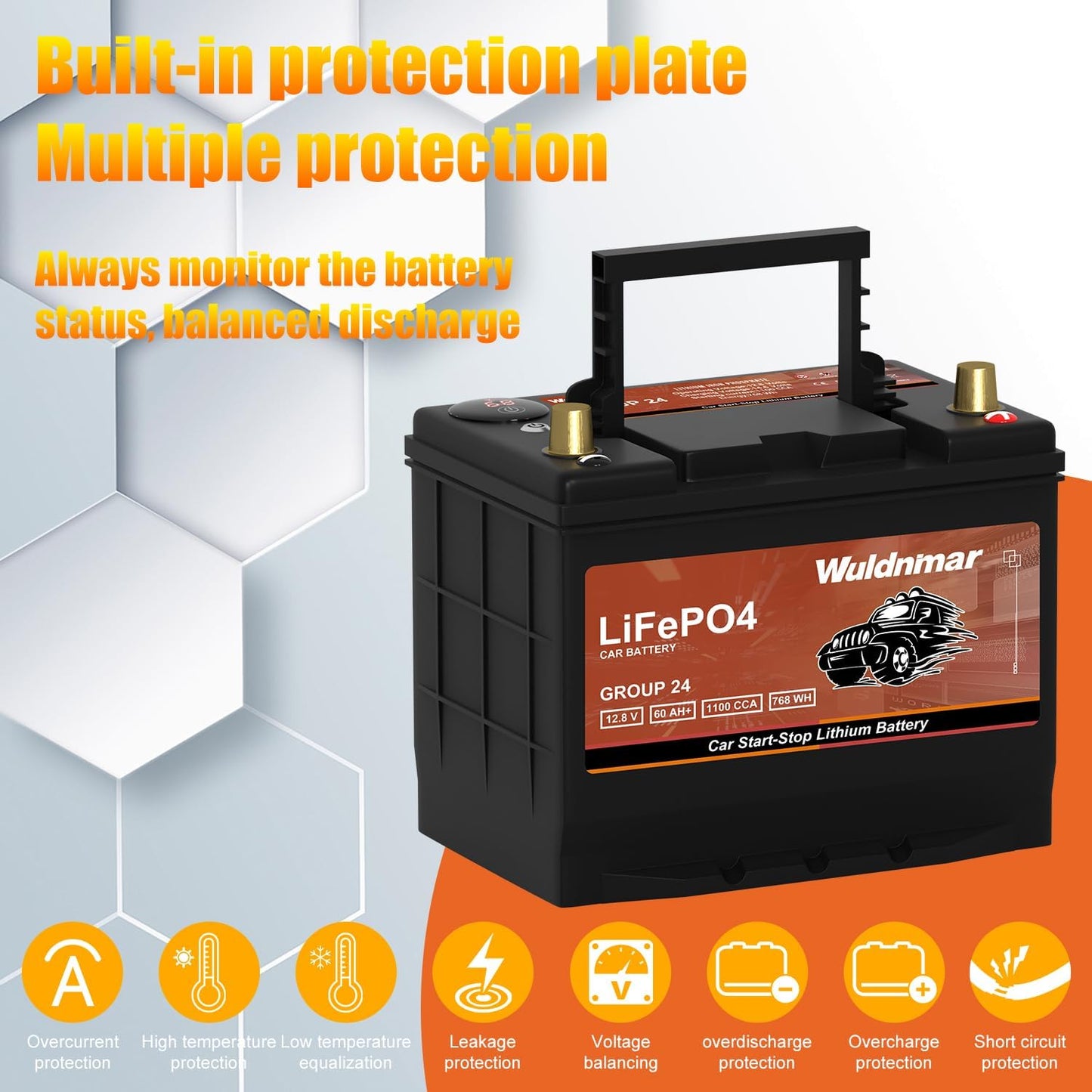 High Performance Lithium Car Battery - G24 12V 60AH with 1100CCA for Start-Stop Systems Auto
