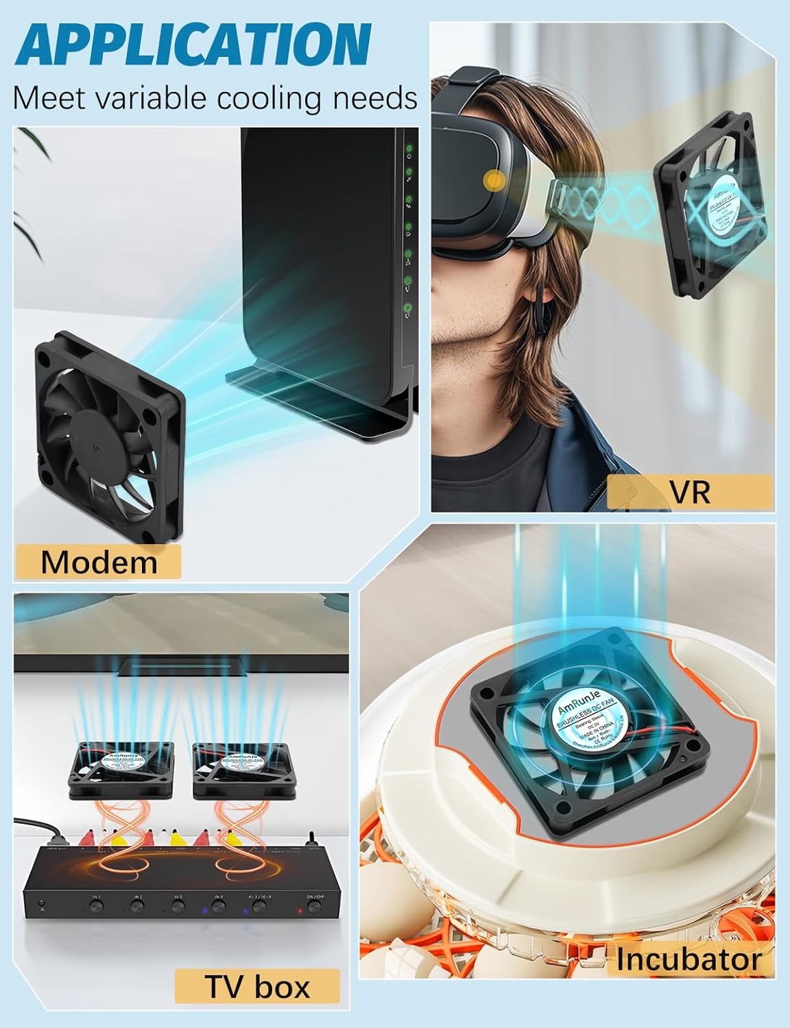 2 Packs USB Cooling Fan 60mm x 15mm 5V Brushless DC Fans Variable Speed for PC Computer Raspberry Pi Router Terrarium Helmet