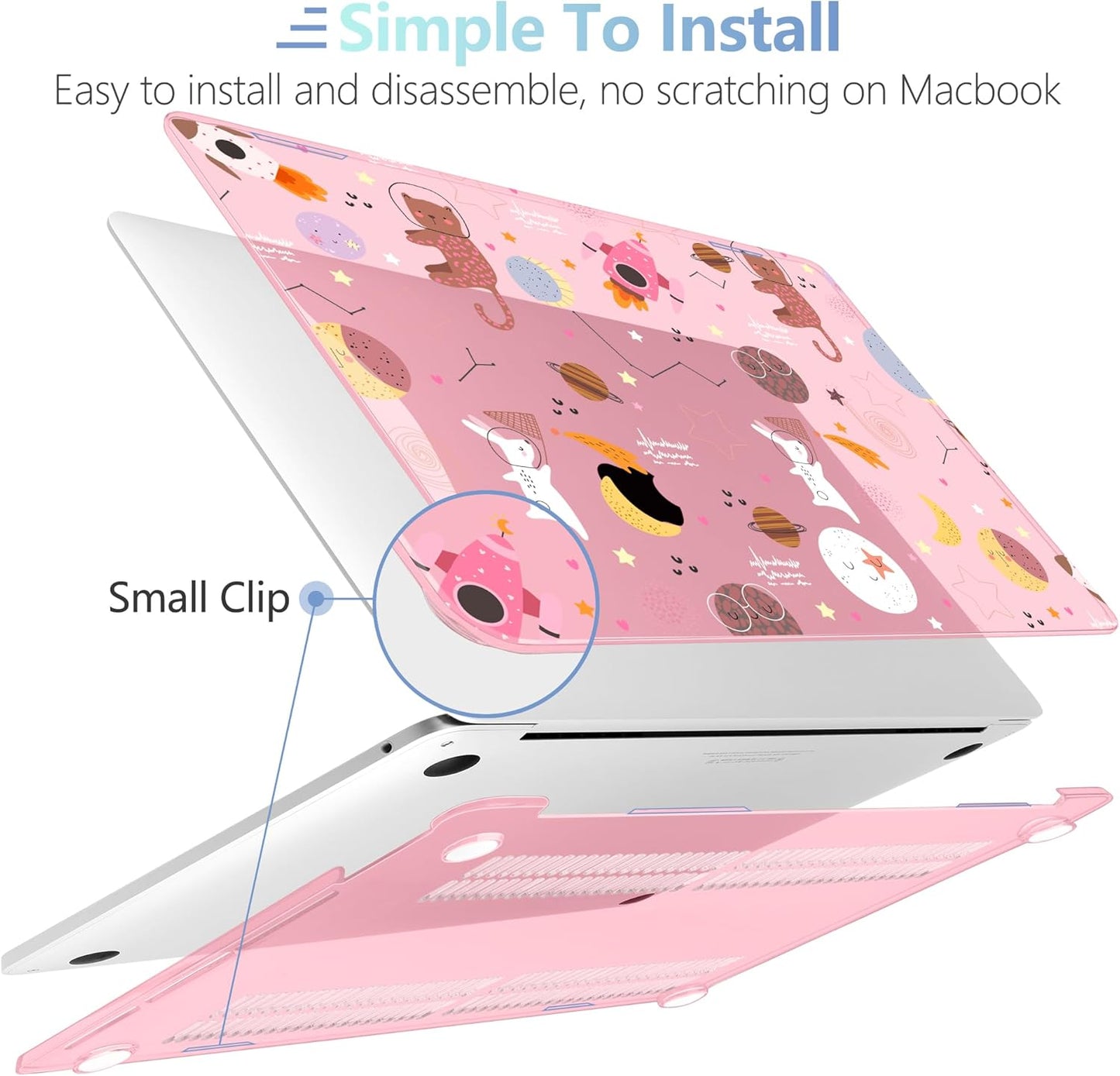 MEEgoodo Case for MacBook Pro 13 inch Case 2022 2021 2020 New A2338 M2/M1 A2251 A2289, Laptop Hard Shell with Keyboard & Camera Cover Compatible with 13 inch MacBook Pro, Space & Animals