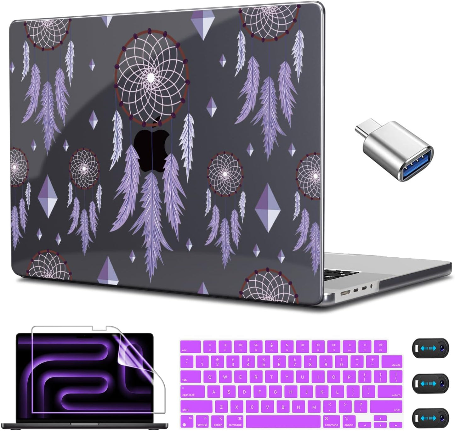 CISSOOK Compatible with MacBook Pro 14 inch 2024 2023 2022 2021 Release M4 M3 M2 M1 Chip A3112 A3185 A3401 A2918 A2992 A2779 A2442 Model, Hard Shell Case with Keyboard Cover&Screen Protector, Pink Bow