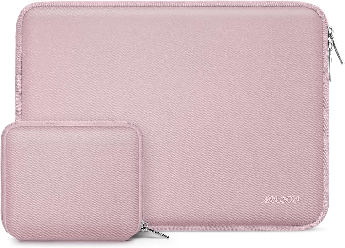 MOSISO Laptop Case 15 inch, 15 inch Laptop Sleeve Bag Compatible with MacBook Air 15 M4 A3241 M3 A3114 M2 A2941 2025 2024 2023, Dell XPS 15, Neoprene Computer Sleeve Bag with Small Case, Baby Pink