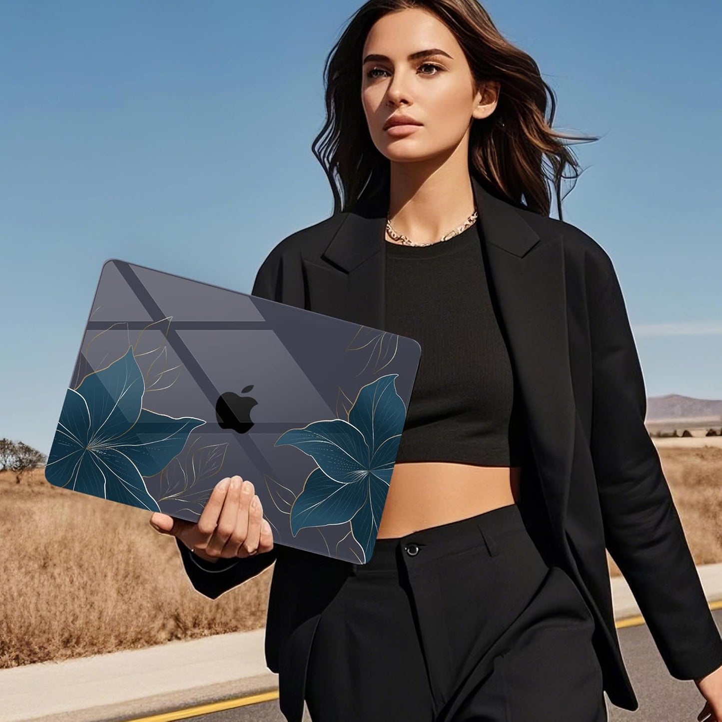 Mektron Compatible with M4 MacBook Air 15 inch Case 2025 A3241 2024 2023 M3 A3114 A2941 M2 Liquid Retina Display Touch ID, Plastic Hard Case & Keyboard Skin & Screen Protector - Floral C348