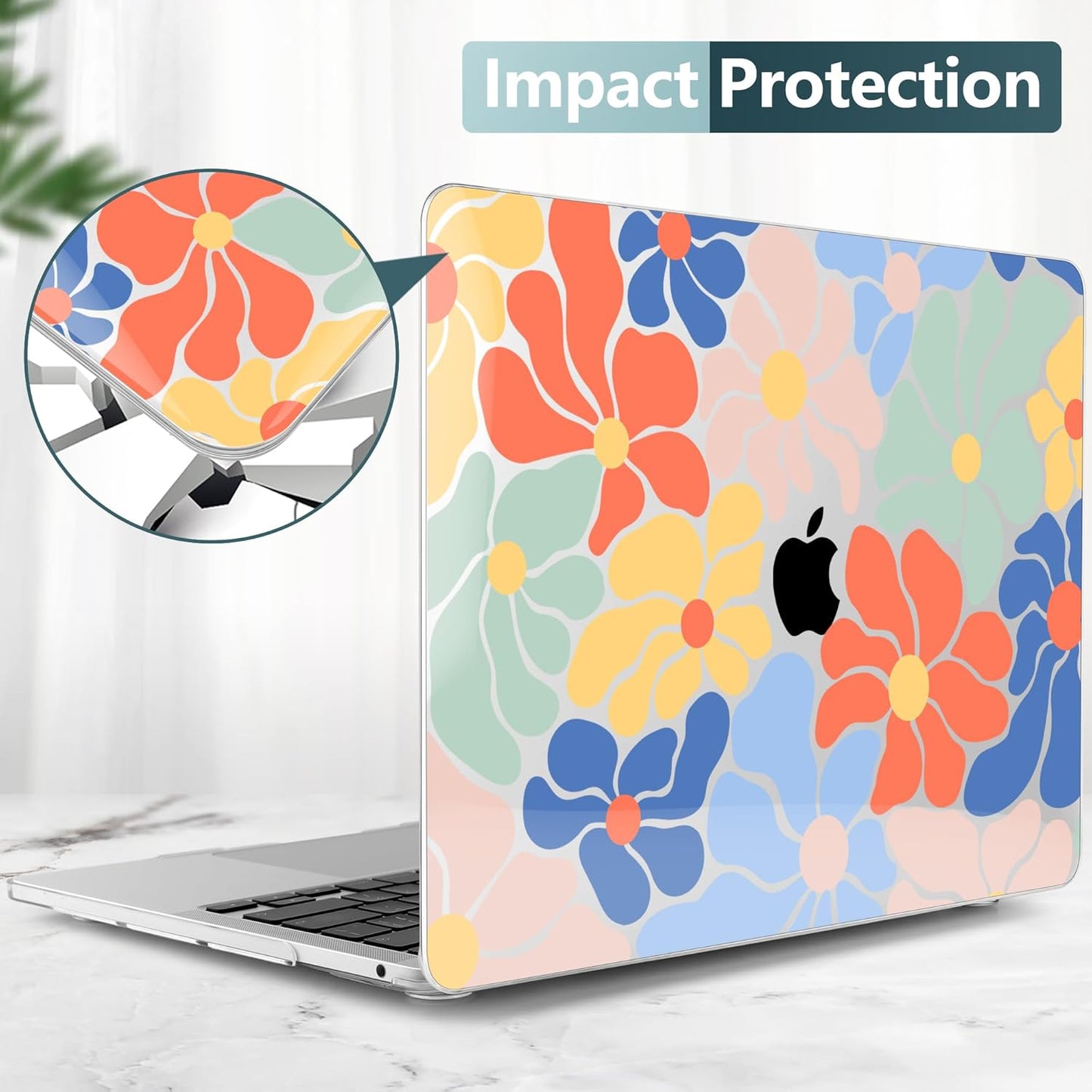 TWOLSKOO Compatible with MacBook Pro 13 inch Case 2023-2016 A2338 M2/M1 A2251 A2289 A2159 A1989 A1706, Plastic Hard Shell Cover & Keyboard Skin & Screen Protector, Chamomile Blue