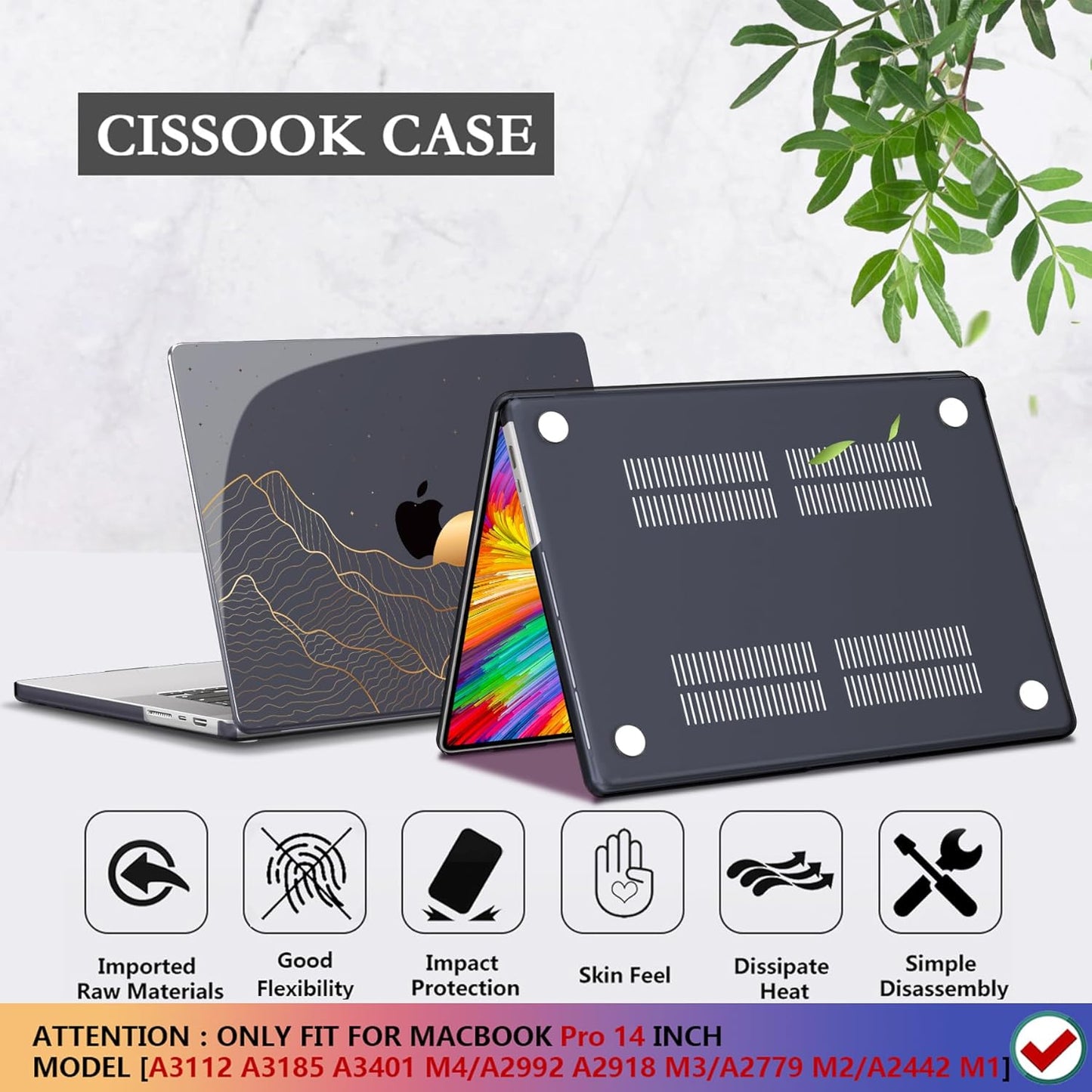 CISSOOK Compatible with MacBook Pro 14 inch 2024 2023 2022 2021 Release M4 M3 M2 M1 Chip A3112 A3185 A3401 A2918 A2992 A2779 A2442 Model, Hard Shell Case with Keyboard Cover&Screen Protector, Pink Bow