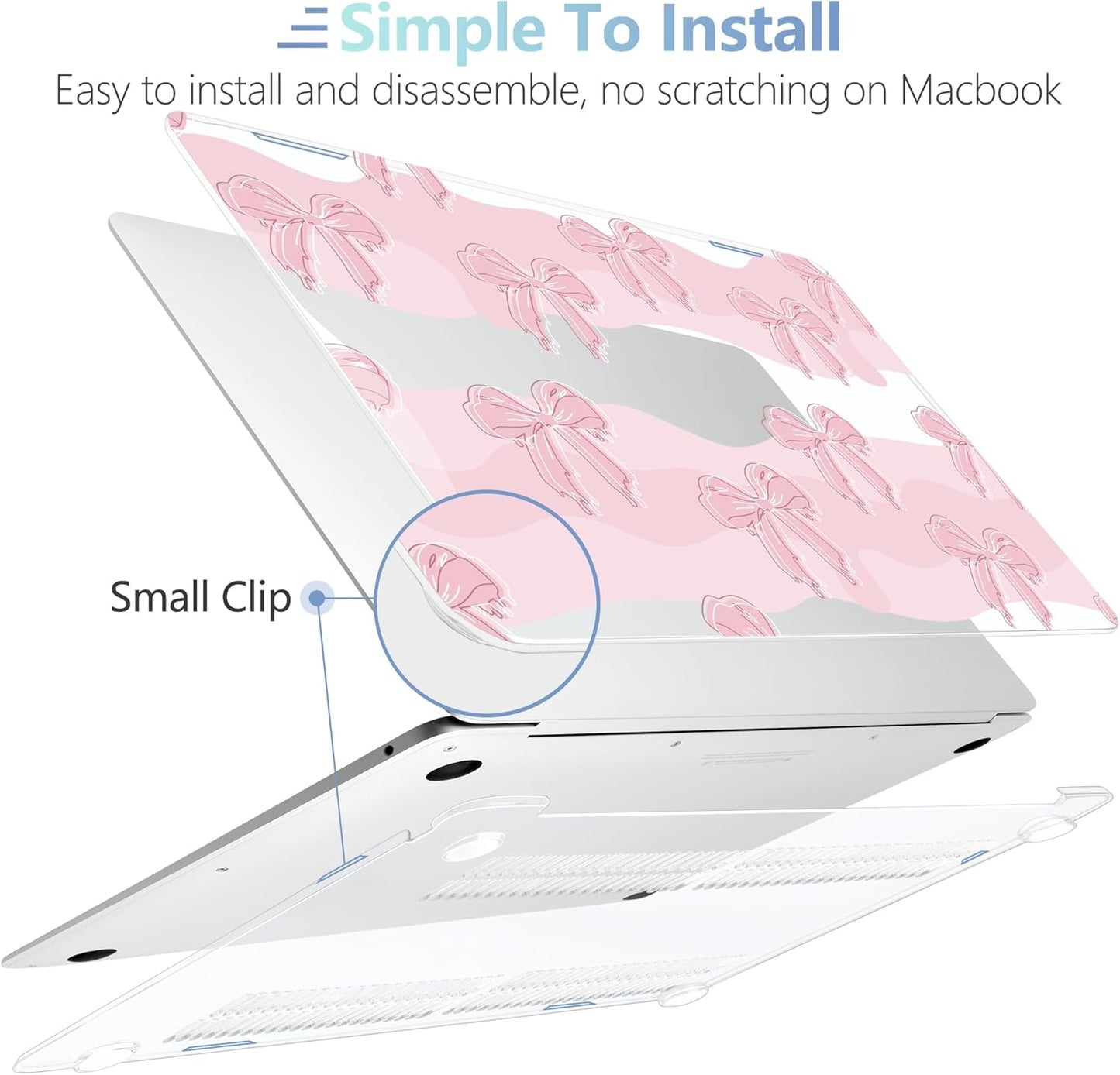 MEEgoodo for MacBook Air 13.3 inch Case 2021 2020 2019 2018 A2337 M1 A2179 A1932, Laptop Shell for MacBook Air M1 with Keyboard Webcam Cover & Trackpad Film & Type C Adapter,Melted Bow