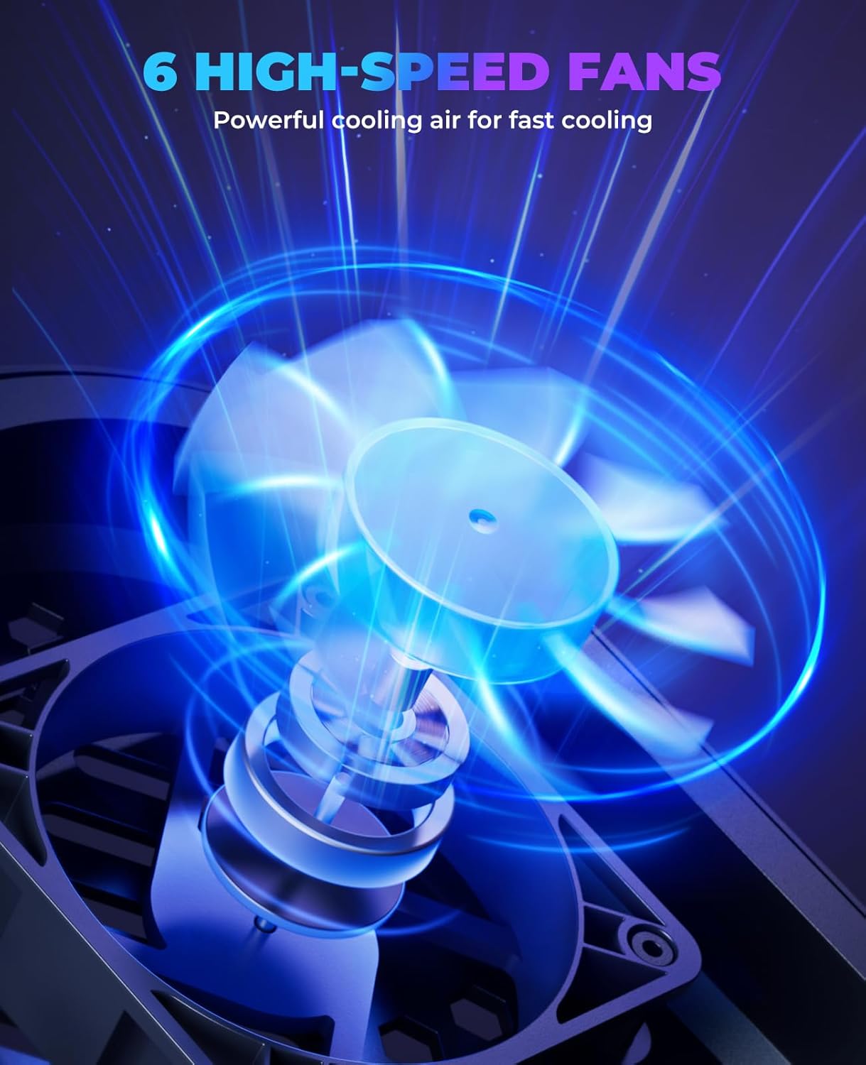 HAVIT Laptop Cooling Pad with 6 Quiet Fans and Adjustable Heights for 12-14.1 Inch Laptops, Dual USB Ports, Phone Holder, Efficient Cooling Stand for Heat Dissipation