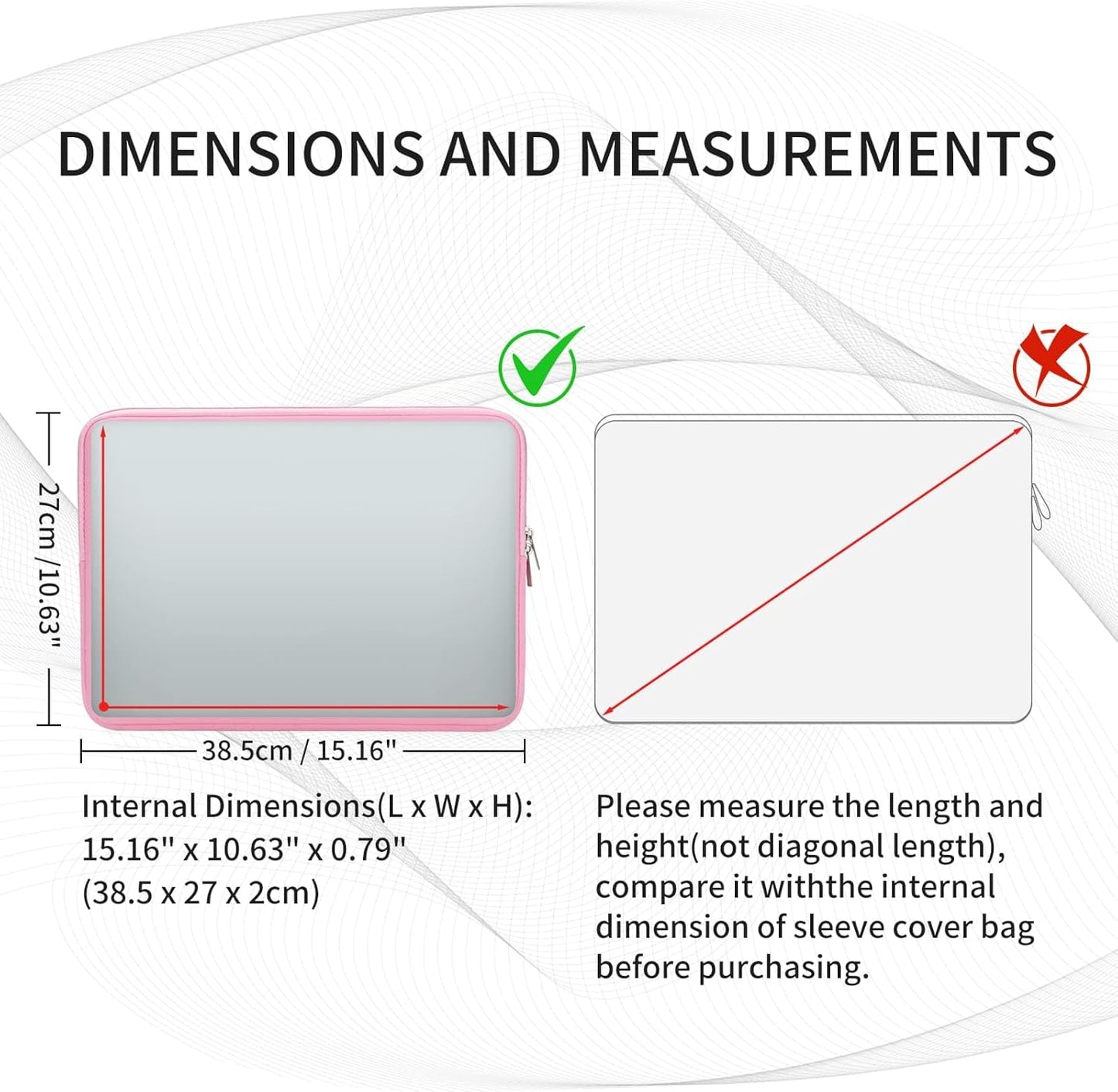 RAINYEAR 15.6 Inch Laptop Sleeve Protective Case Soft Lining Zipper Cover Padded Carrying Bag Compatible with 15.6" Notebook Computer Ultrabook Chromebook (Pink, Upgraded Version)