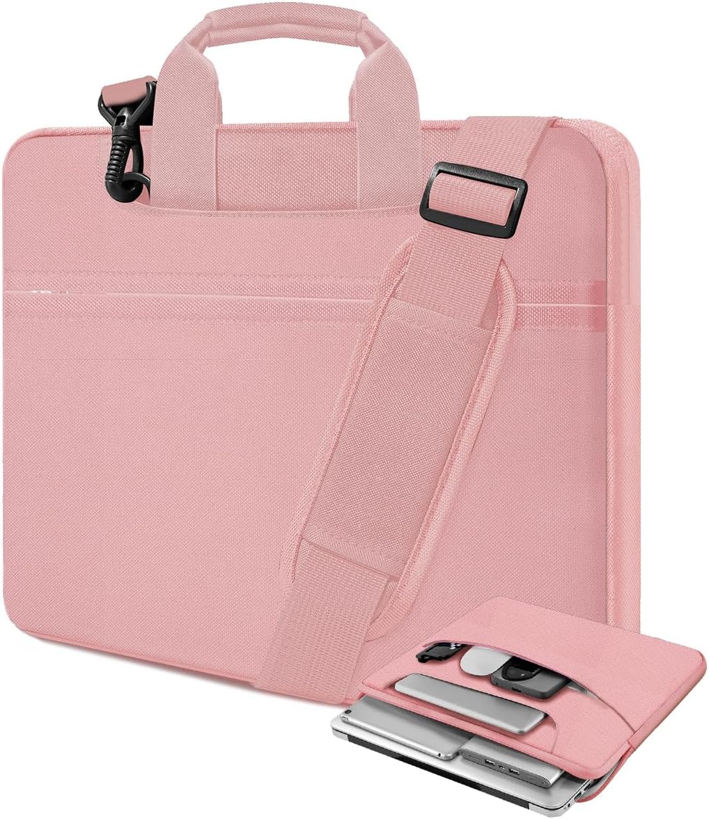 Universal Laptop Shoulder Bag 13-17.3 Inch Shockproof Briefcase with Multi-Pockets & Adjustable Strap for MacBook Pro/Air