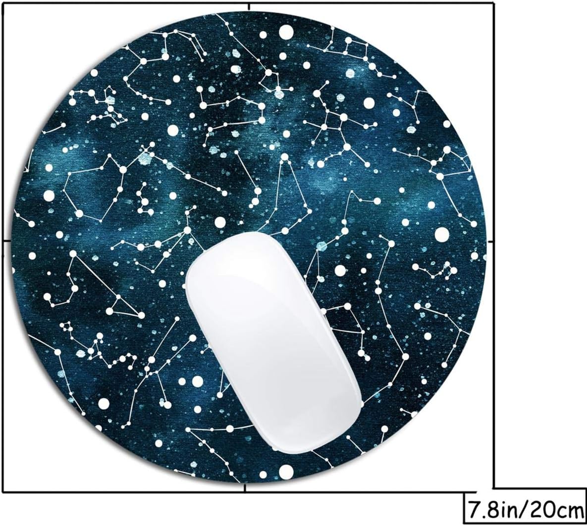 Cool Blue Galaxy Night Sky Pattern Mouse Pad Round Non-Slip Rubber Mousepad Laptop Office Computer Decor Cute Desk Accessories Customized Design Mouse Pad
