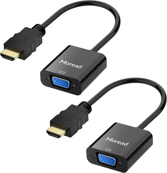 HDMI to VGA, 2 Pack, Uni-Directional Gold-Plated HDMI to VGA Adapter (Male to Female) for Computer, Desktop, Laptop, PC, Monitor, Projector, HDTV, Chromebook, Raspberry Pi, Roku, Xbox and More