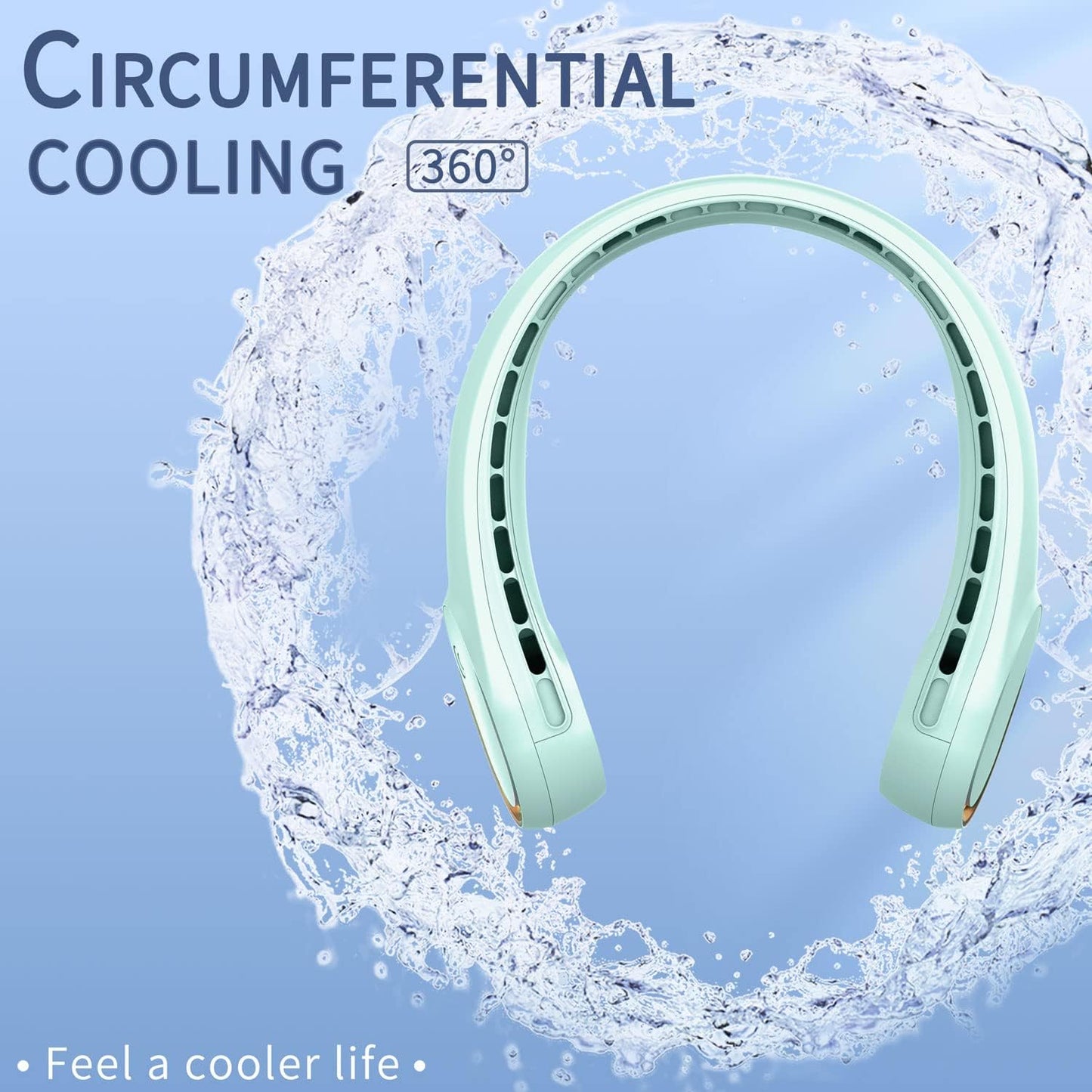 FrSara Neck Fan,Personal Fans for Your Neck, Adjustable, 360° Cooling, Super Quiet, No Blade Fan Design, No Hair Twisting, Even Air Volume On Both Sides, Non-Slip, Short Charging, Long Use Time