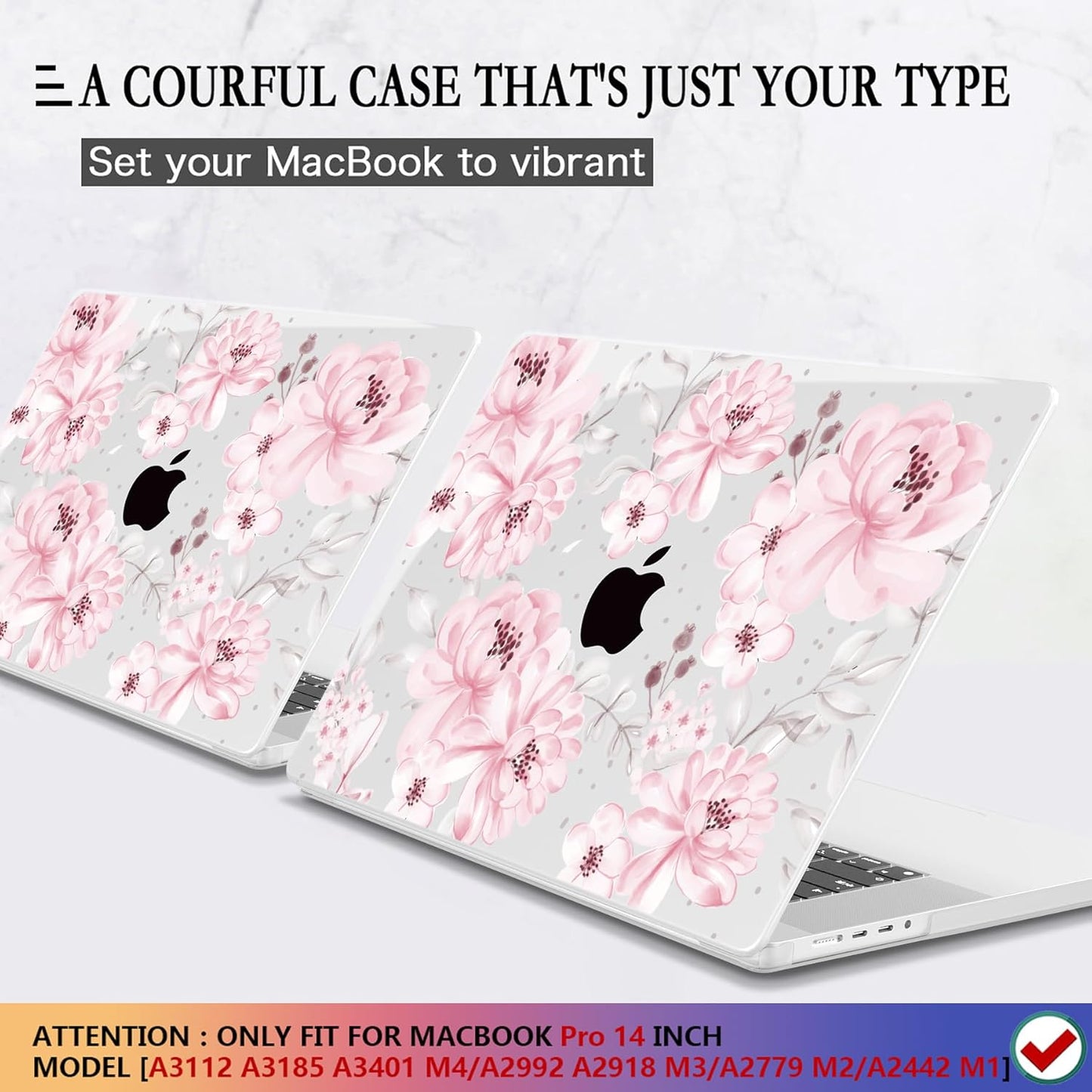 CISSOOK Compatible with MacBook Pro 14 inch 2024 2023 2022 2021 Release M4 M3 M2 M1 Chip A3112 A3185 A3401 A2918 A2992 A2779 A2442 Model, Hard Shell Case with Keyboard Cover&Screen Protector, Pink Bow