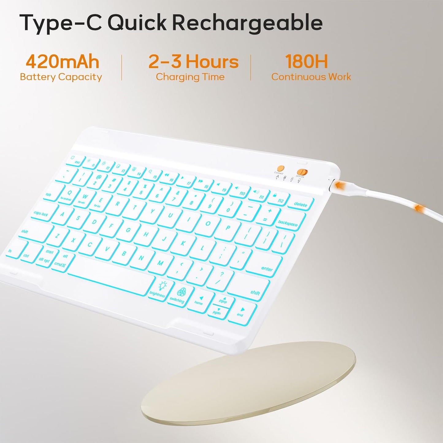 BLUTLOTUS for iPad 11th (A16) 10th Generation Case with Keyboard (2025/2022) - 360° Rotatable Magnetic Folio Cover, 7 Color Backlit Detachable Keyboard with Pencil Holder(Green)