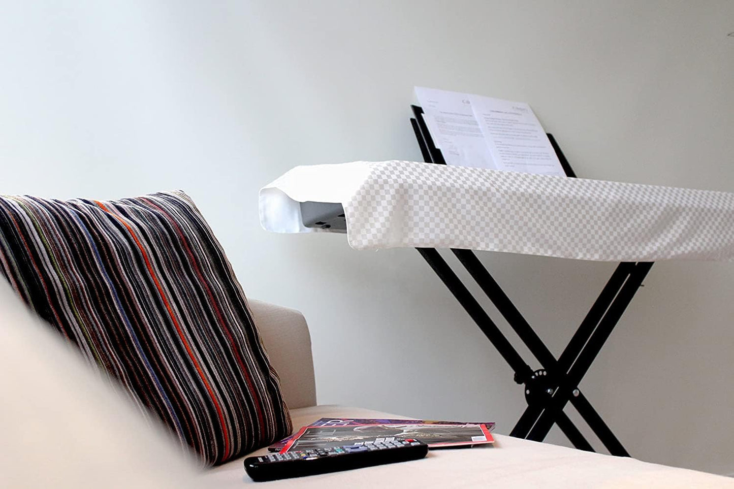 Clairevoire Piano Keyboard Dust Cover for 61 Keys to 88 Keys, Electric Pianos Cover, Digital Pianos Cloth Protection,Lightweight and Adjustable Closure,Pearl White, M - Keyboard Piano up to 53" x 16"