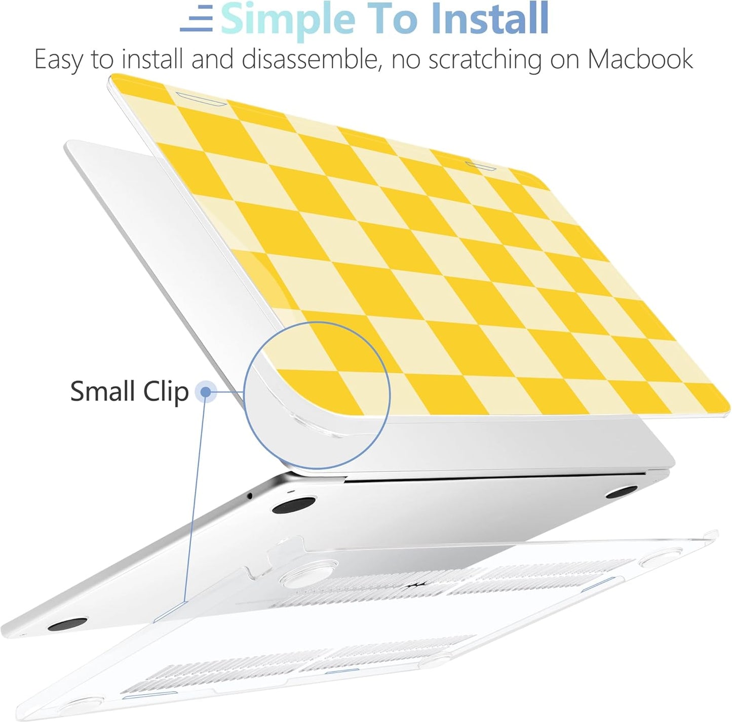 MEEgoodo for M4/M3/M2 MacBook Air 15.3 inch Case 2025 2024 2023, Case Fit Model (A3241/A3114/A2941) for MacBook Air 15 inch, Laptop Hard Shell with Keyboard Cover, Yellow Squares