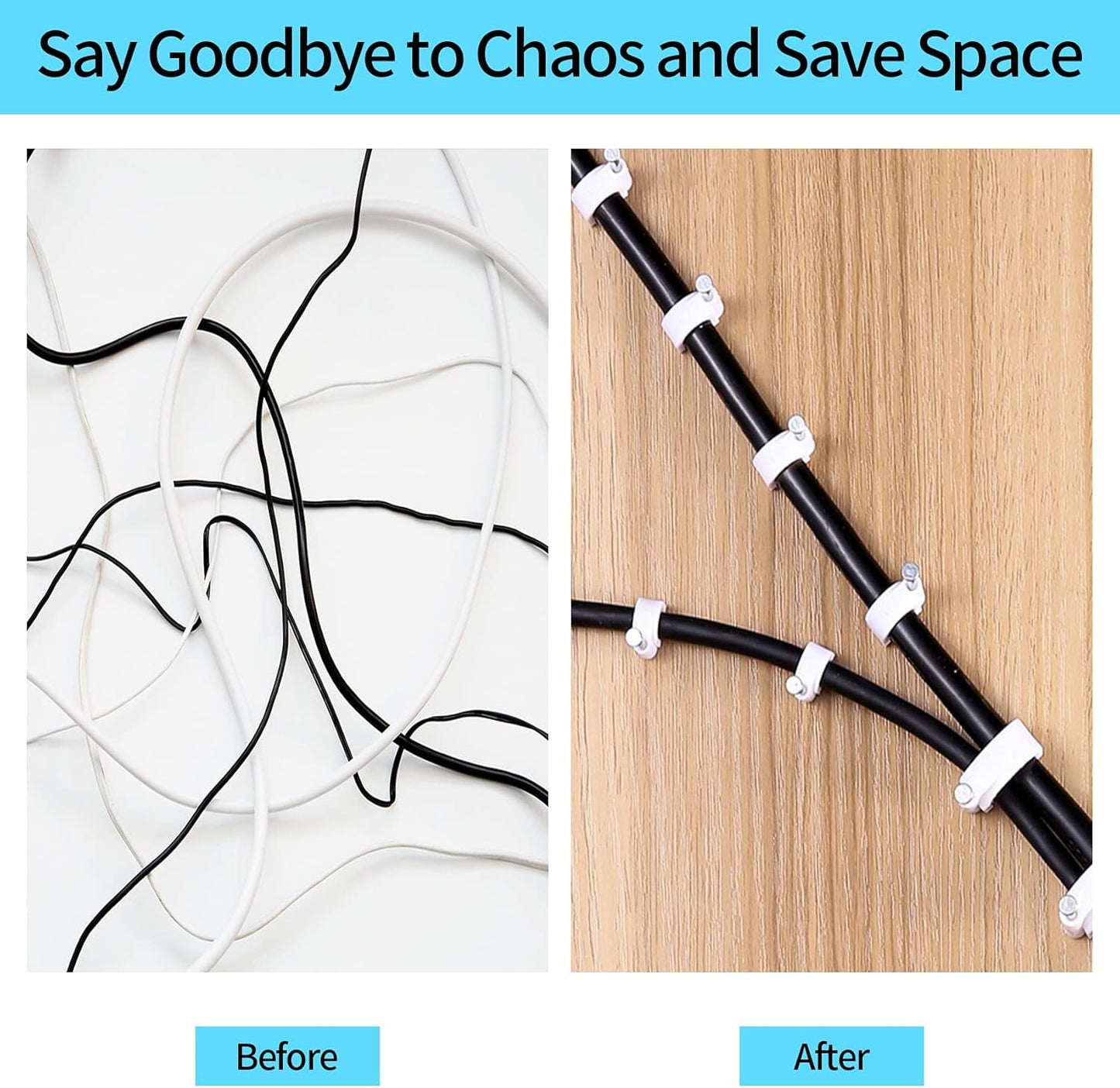 Cable Clips, 400 Pcs, 4mm 6mm 8mm 10mm, Wire Wall Clips with Steel Nails, Ethernet Cable Clips, Cable Tacks Coax Cable Clips, RG6 RG59 CAT6 RJ45 Cable Cord Clips, White…