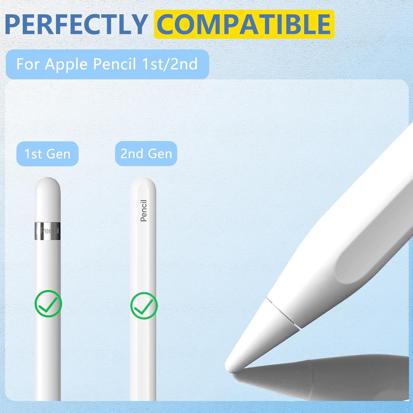 8 Pack for Apple Pencil 2nd Generation Tips,Upgraded Replacement Pencil Nibs for Apple Pencil Tips and Apple Pencil 1st Generation,Accessories Compatible with Apple Pencil 2 Gen iPad Pro Pencil Tips