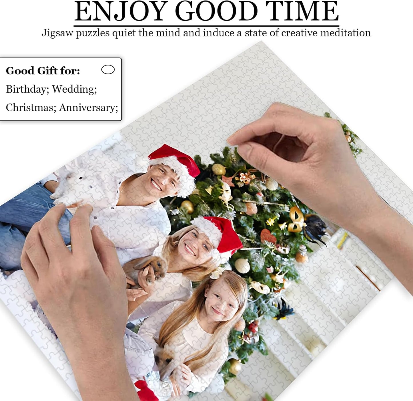 Custom Puzzle 120/200/300/500/1000/1500 Pieces, Personalized Puzzle from Your Own Photos, Customized Picture Jigsaw Puzzle Gift for Christmas Wedding Birthday Family