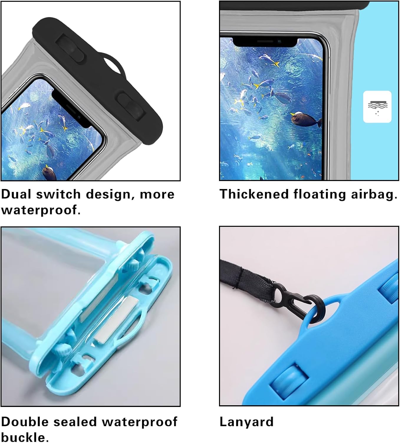 2 Pcs Waterproof Phone Pouch, Universal IPX8 Floating Waterproof Cell Phone Case Dry Bag, Compatible with Most Cell Phone on Market, Waterproof Phone Protector for Beach Swimming (Pink + Purple)