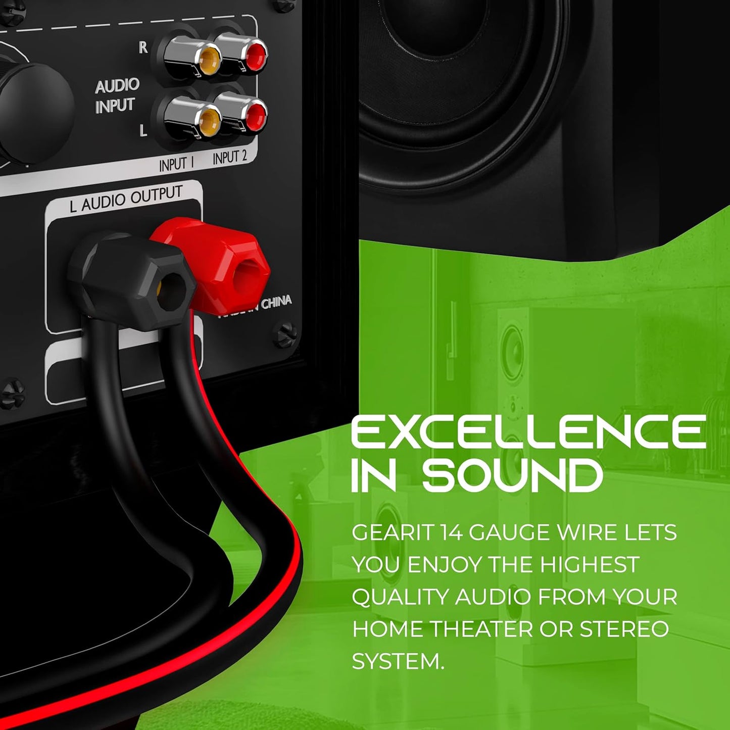 GearIT 14 Gauge Speaker Wire (50 Feet / 15.24 Meters) with Banana Plugs (6 Pairs, 12 Pieces) Pro Series 14 AWG Speaker Cable - Black