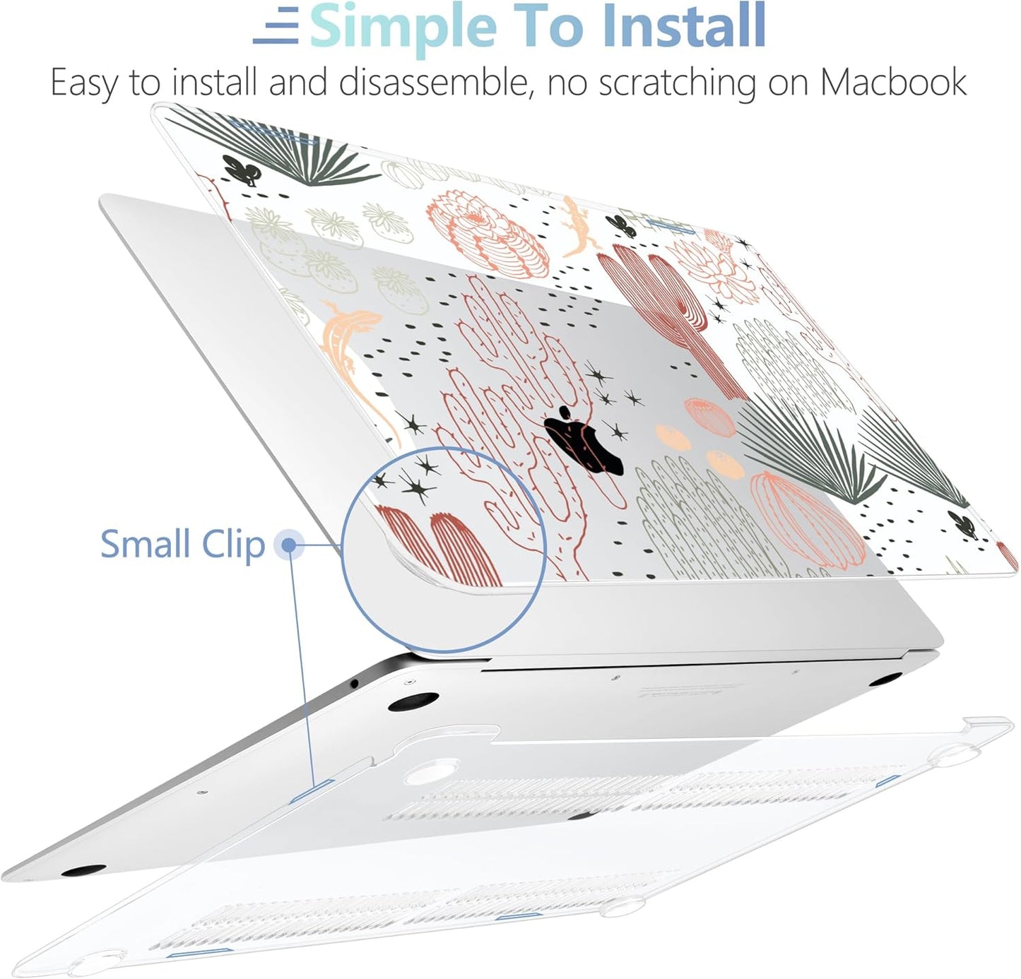 MEEgoodo for MacBook Air 13 inch Case 2021 2020 2019 2018 Released A2337 M1 A2179 A1932 with Touch ID, Plastic Hard Shell & Keyboard Cover Compatible with MacBook Air Case 13.3, Cacti