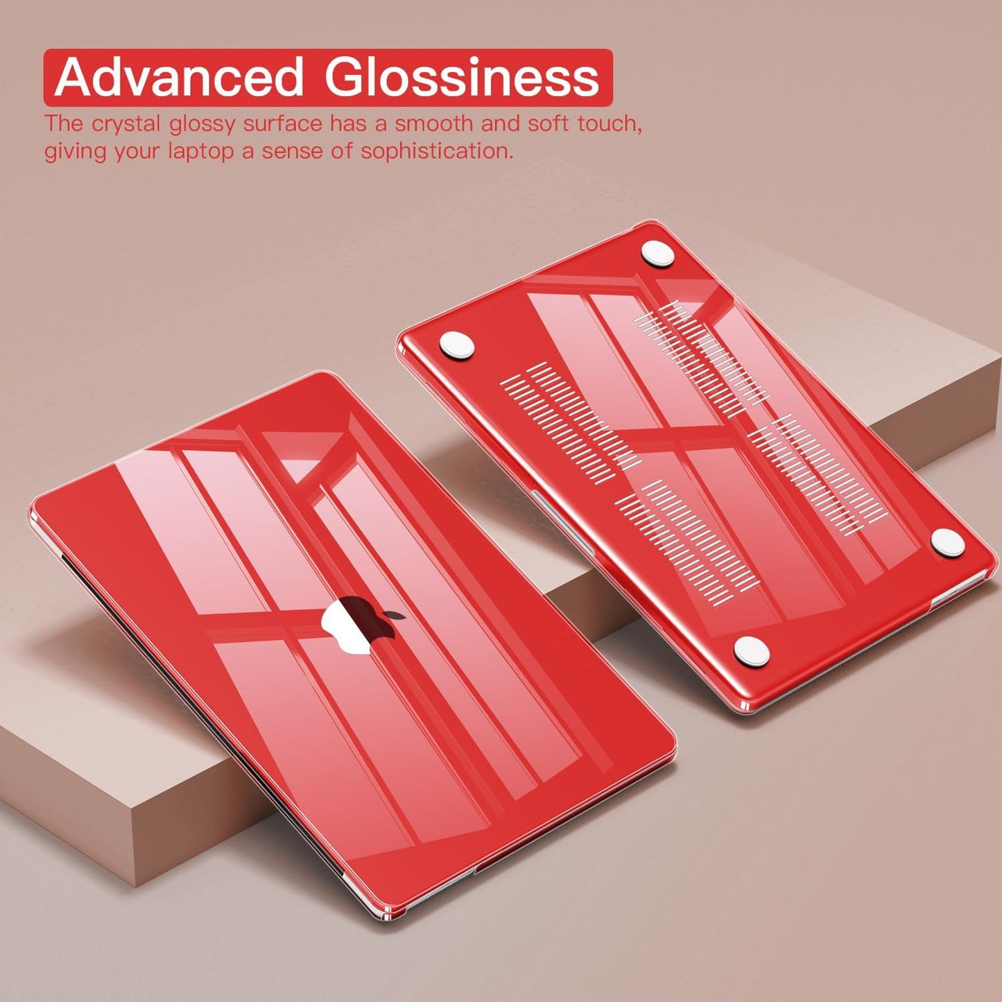 CISSOOK Compatible with MacBook Air 13.6 inch Case A3240 A3113 A2681 2025 2024 2022 Released, Plastic Hard Shell Case with Keyboard Cover USB Adapter for MacBook Air 13 M2 M3 M4, Crystal Red