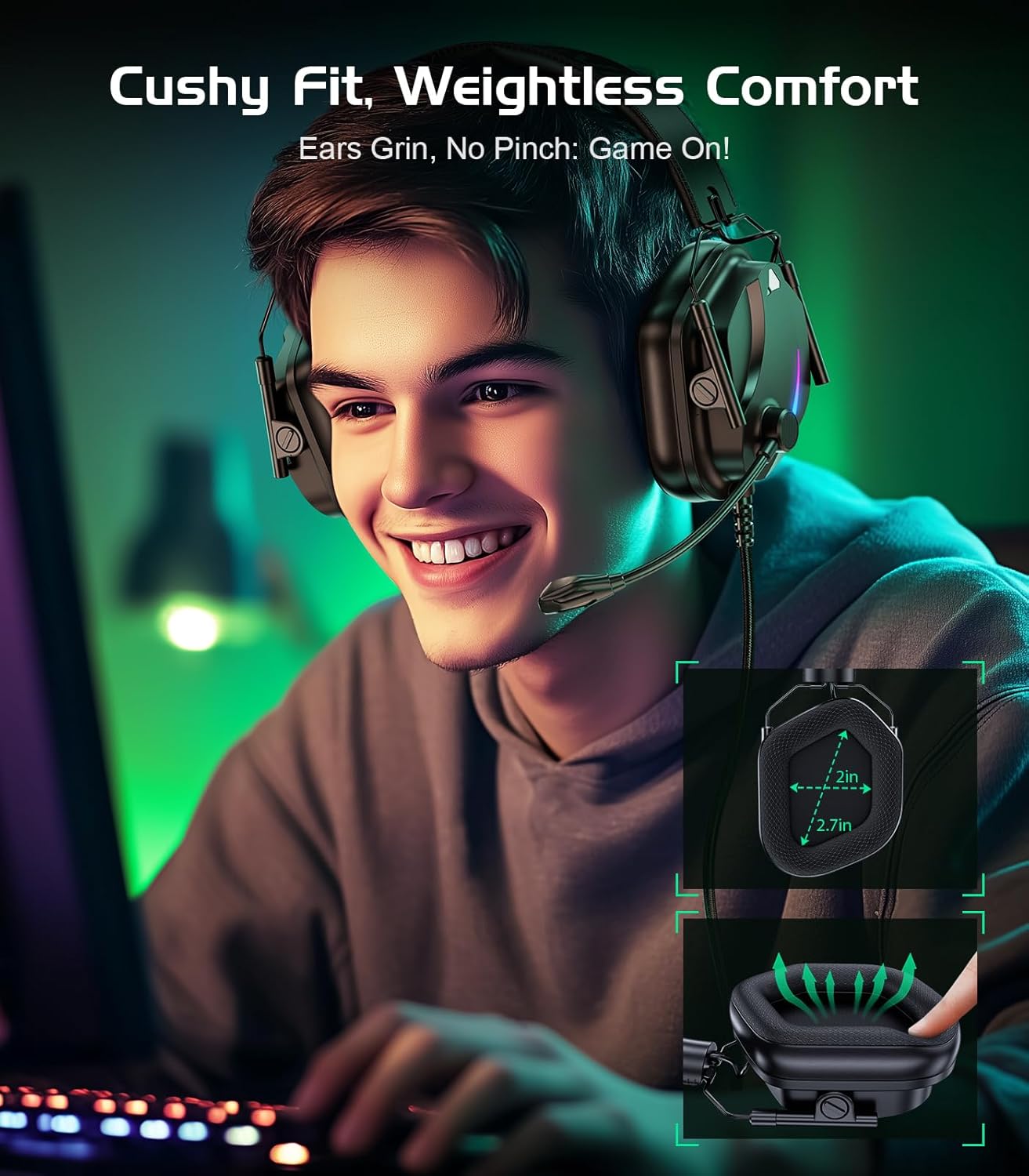 HW12 Gaming Headset for PC,PS5,PS4,Xbox One,Switch,Gaming Headphones with Microphone Wired Headset with 3.5mm Audio Jack(Black)