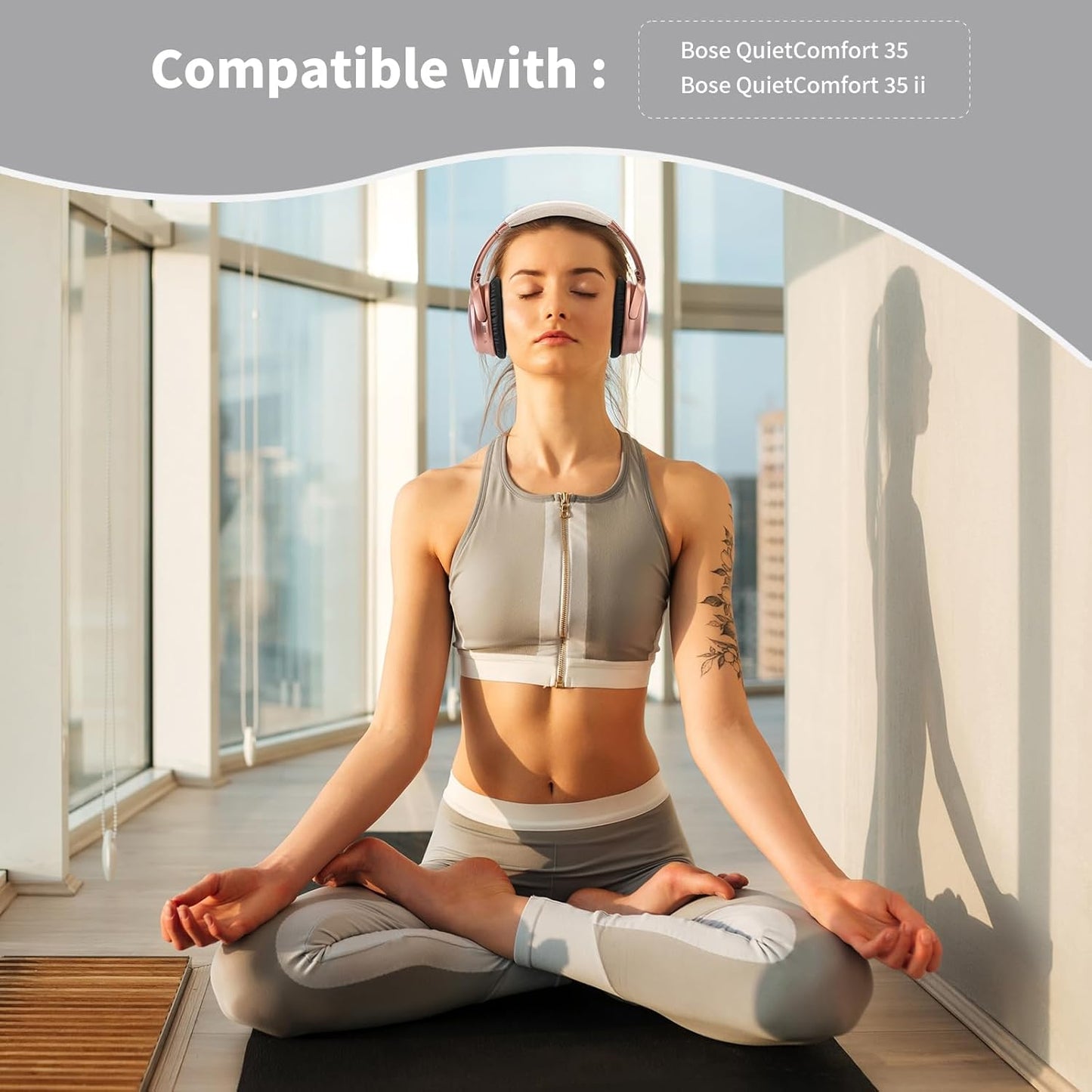 Damex Ear Cushions for Bose qc35 ii Replacement Ear Pads, Compatible with Bose QuietComfort 35 Replacement earpads, Increased Stitching,no Breakage, Protein Leather, Softly. (Silver)